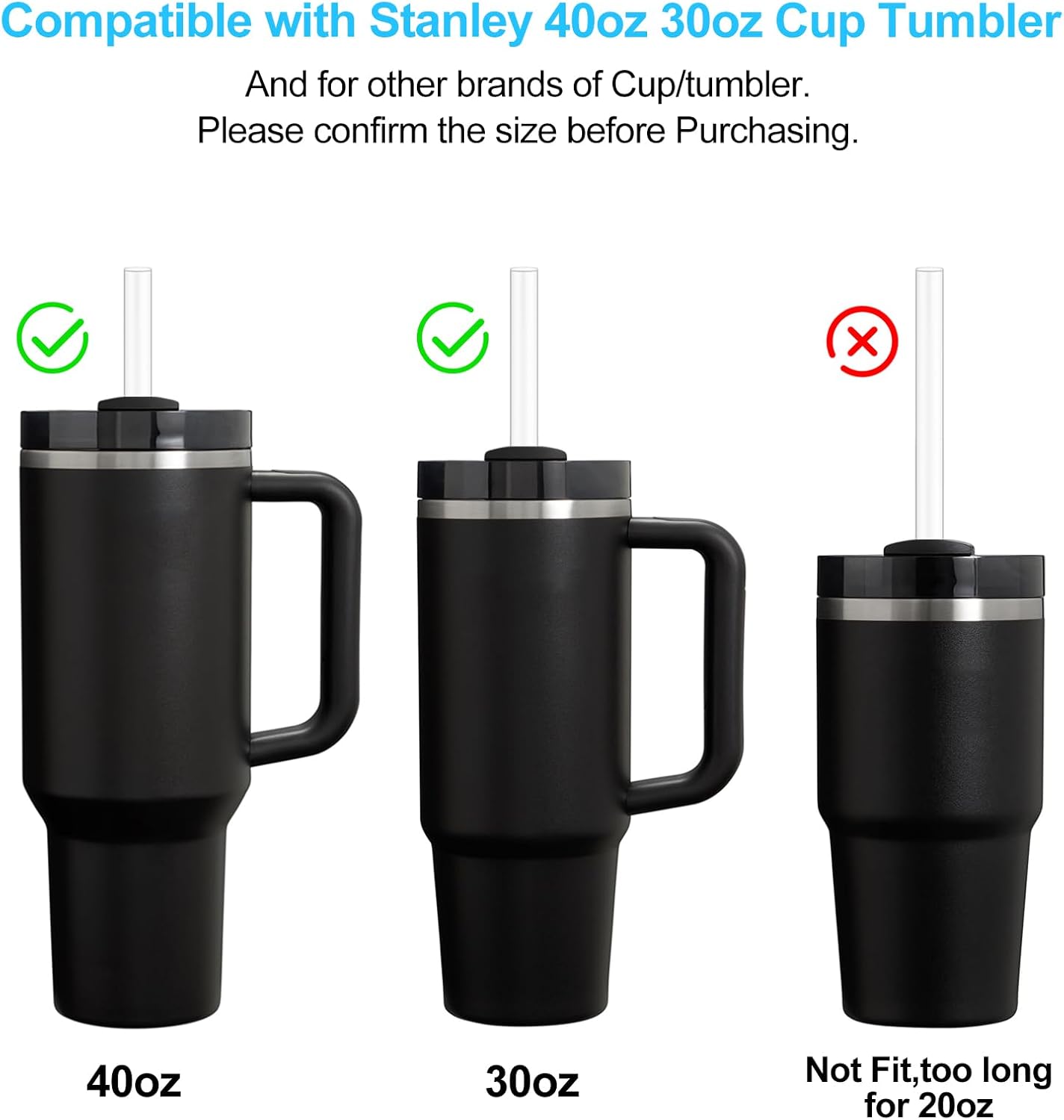 100Pcs Disposable Straws for 40 oz 30 oz Tumbler, 12 Inch Extra Long Straws Disposable for Stanley Cup, Clear 12” Disposable Straw Individually Wrapped - Image 2