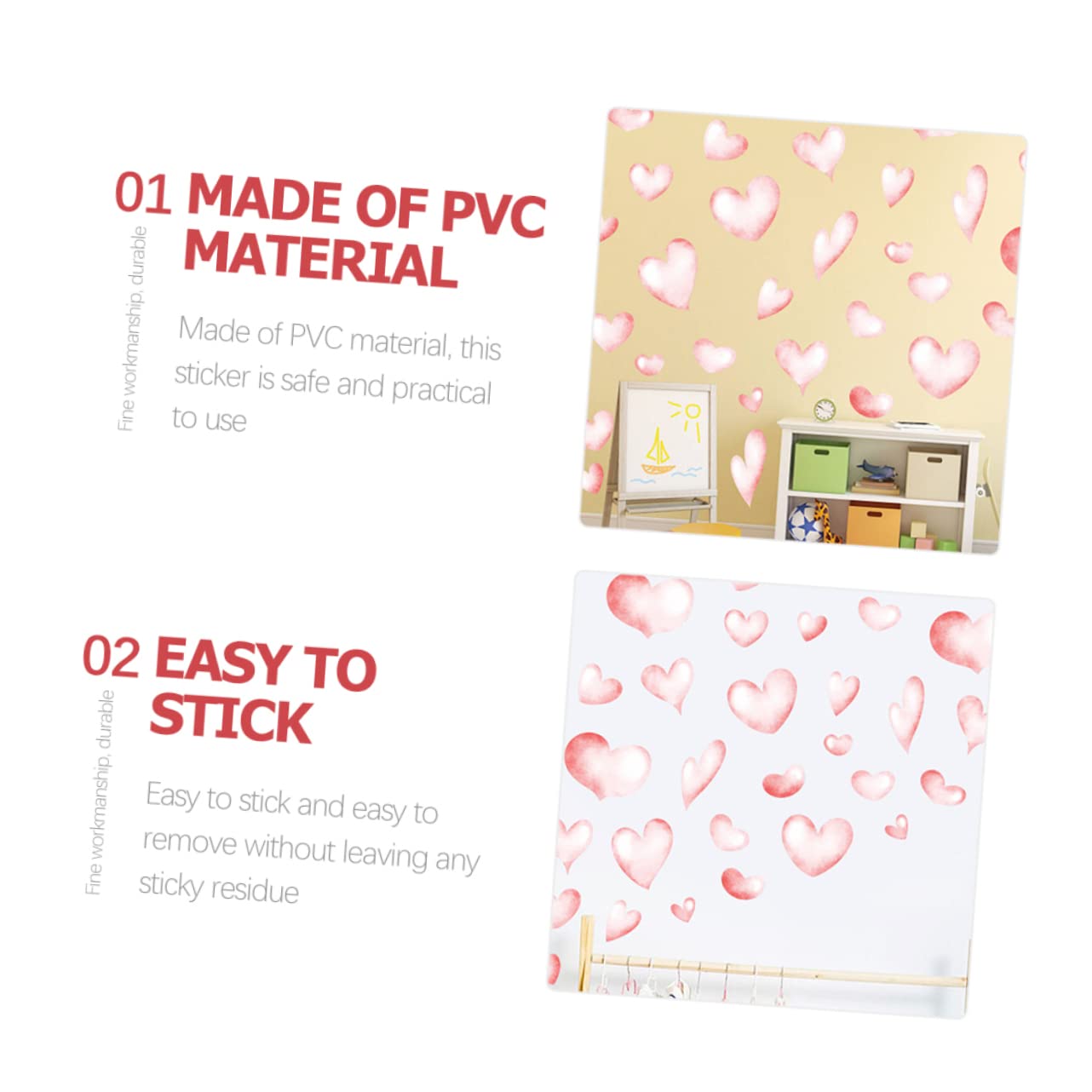 HEMOTON 5 Set Di Adesivi Murali A Forma Di Cuore Per La Decorazione Della Casa Adesivi Murali Per La Cameretta Dei Bambini