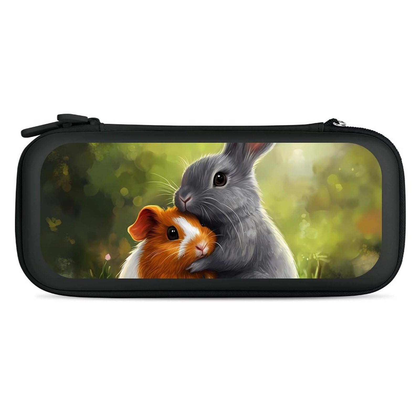 Rabbit And Guinea Pigs Compatible with Switch Carrying Case Hard Travel Game Bag Pouch with 15 Games Accessories Black-style