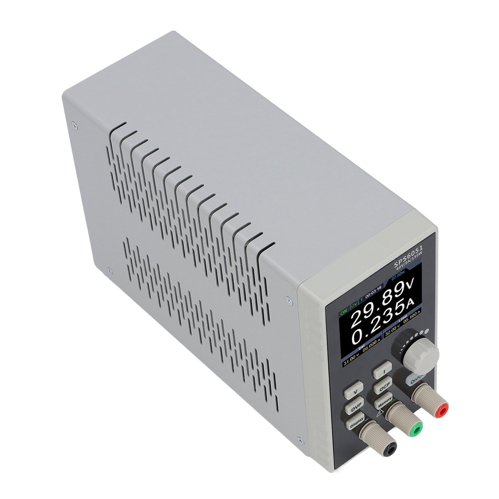 CHICIRIS Zasilacz Prądu Stałego, Programowalny Zasilacz Laboratoryjny Bez Wentylatora 60 V 5 A 150 W, Wyświetlacz LCD 2,8 Cala Interfejs USB do Testowania Elektronicznego (Wtyczka UE 1500 W)
