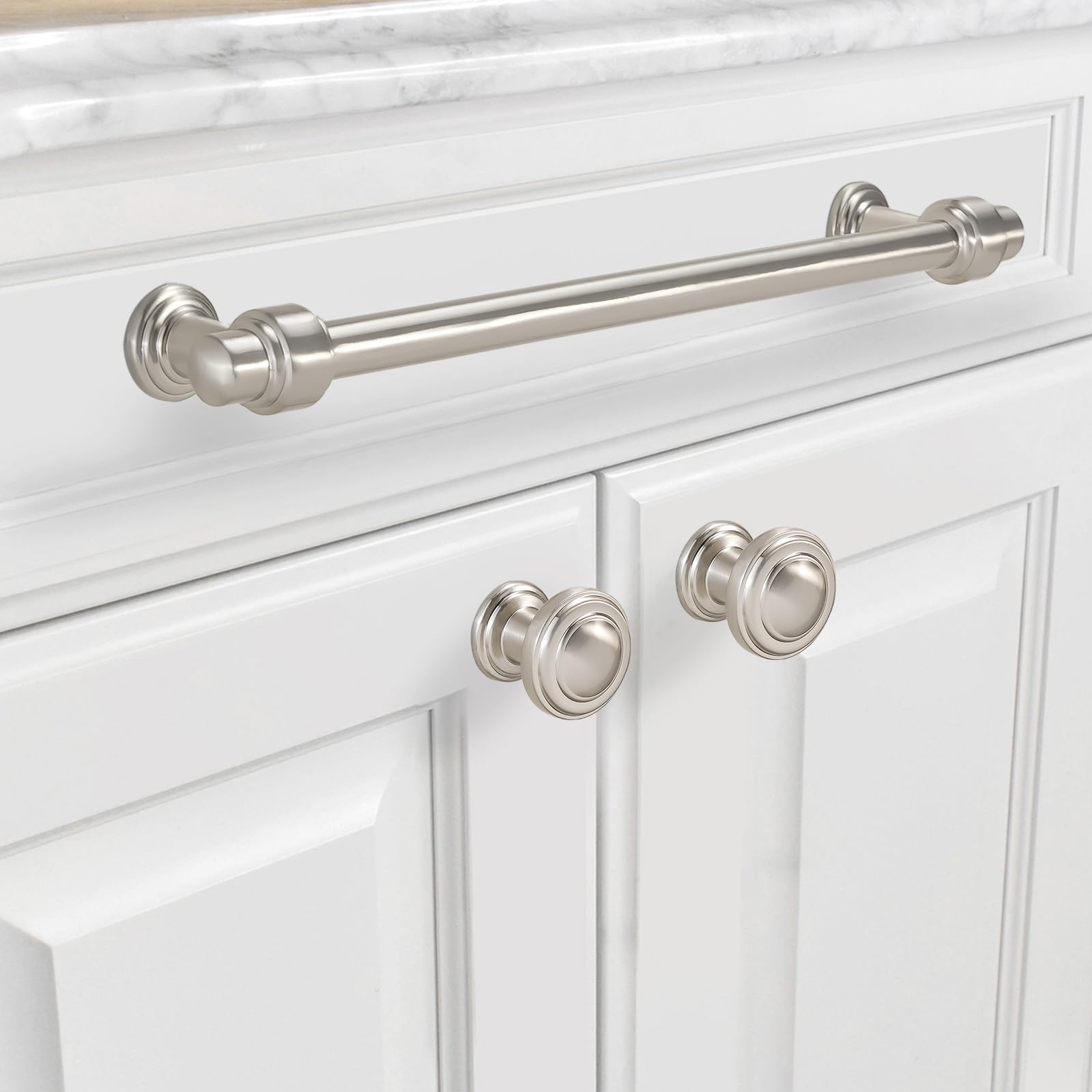 Küchenschrankgriffe, gebürstetes Satin-Nickel, silberfarben, Schubladengriffe, Zinklegierung, 320 mm, 10 Stück