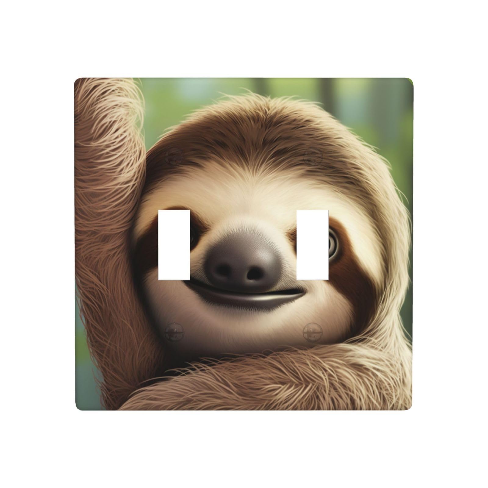Aceprints Cute Sloth 2 Gang Double Toggle Wall Plates, Unbreakable Decorative Duplex Light Switch Plate Covers Electrical Switchplate Cover Faceplate For Bathroom Kitchen Decor