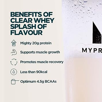 Myprotein Clear Whey Splash Protein Powder | 20g Protein Per Serving | Hydrolysed Whey Isolate | Low Calorie, Zero Sugar Clear Protein Drink | Refreshing Protein Juice (Raspberry & Lemon)