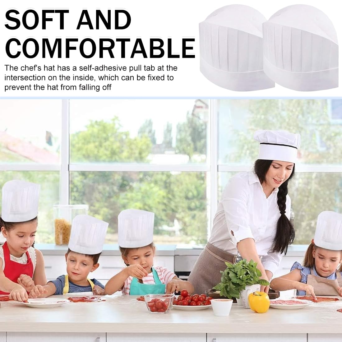 24 Stücke Kochmütze Einweg Verstellbare Kochmützen Vliesstoff Kochmütze Set 9 Zoll für Küche Hausarbeit Restaurant Kochparty Catering Kochmütze Einweg,Verstellbare Kochmützen Vliesstoff 29cm*23cm