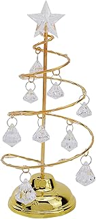LED-Kristall-Weihnachtsbaum, moderne Metallspirale-Tischlampe, Weihnachtsdeko mit Lichterkette für weihnachtliche Dekoration im Wohnzimmer (A, One Size)