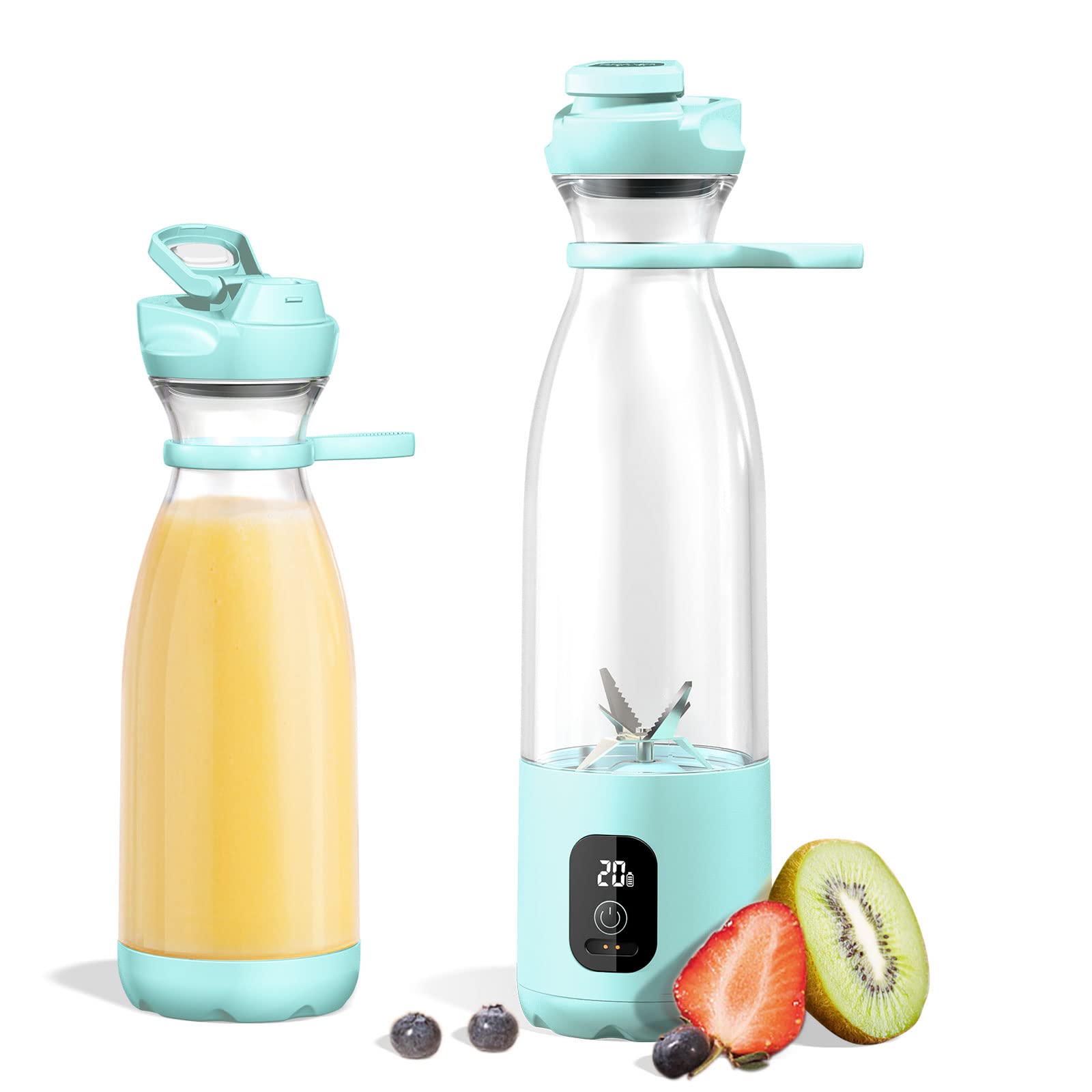 Travel Blender,300W Personal Portable Blender for Shakes and Smoothies USB Rechargeable with 20 Oz Mix Bottle Pulse Mini F...