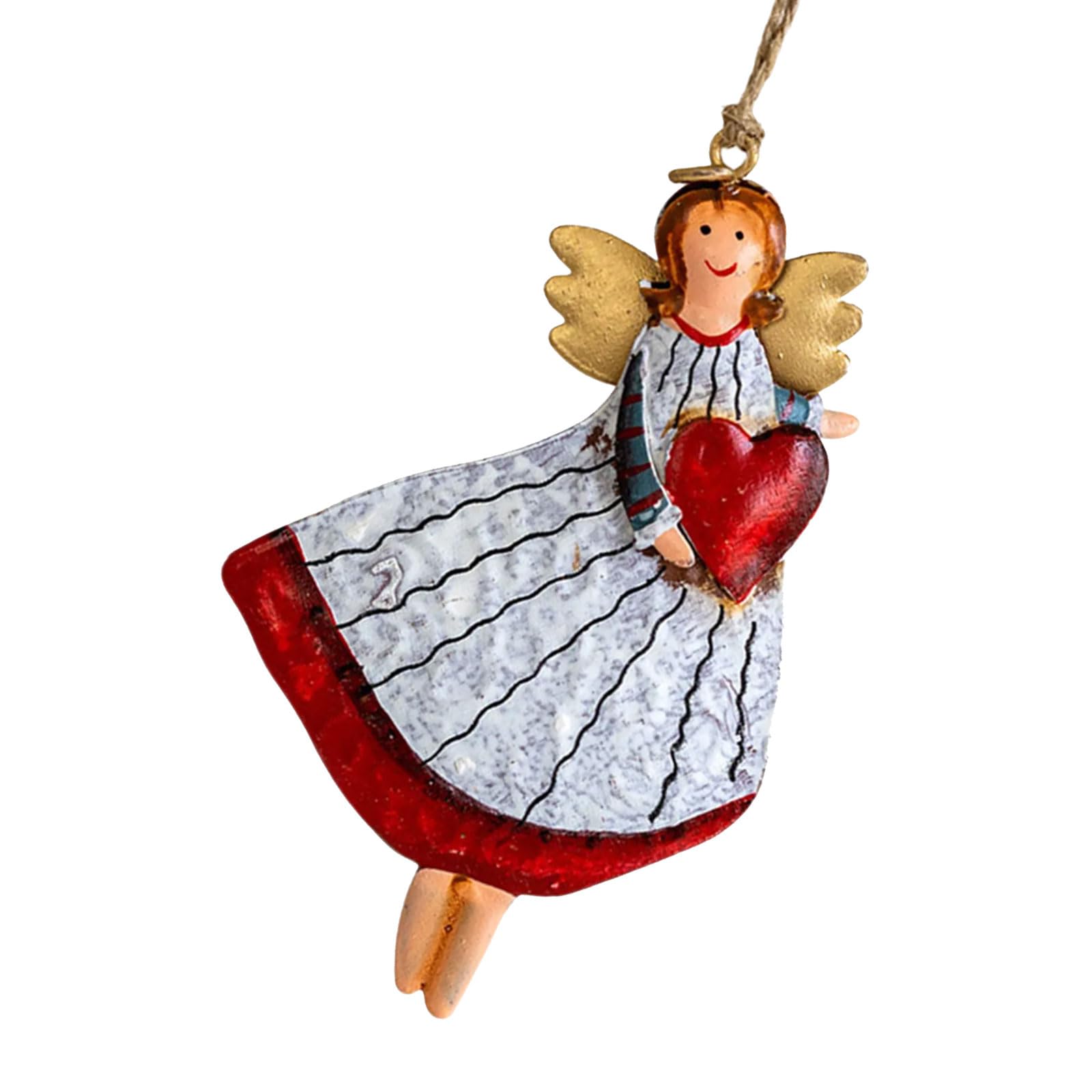FOLODA Antique Styles Metal Angelic Hanging Decoration Festival Craft Holiday Hanging Decors Christmas Season Retro Iron Angelic Christmas Ornament