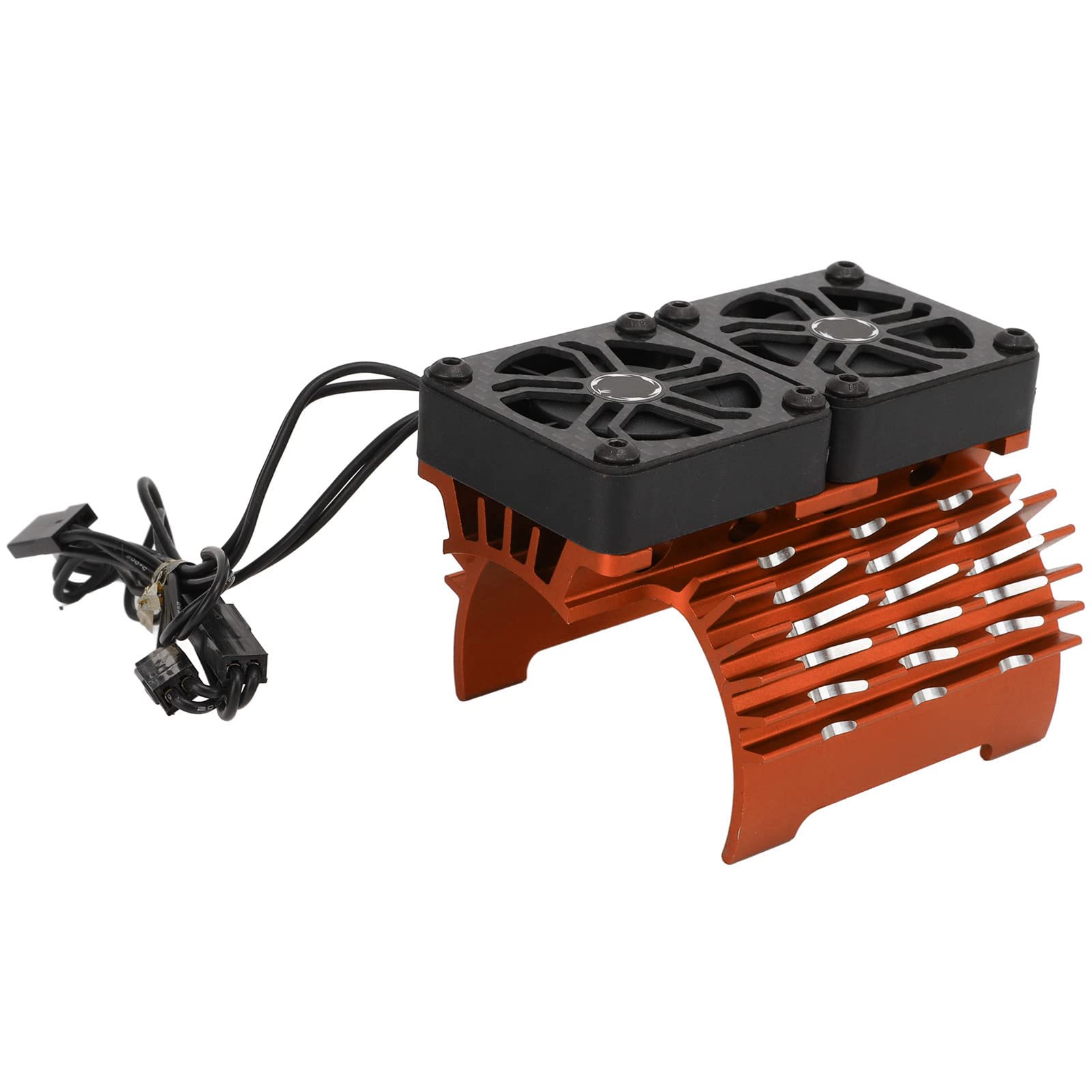 Brushless Motor Cooling Fan, Convenient Installation Dual Fan Motor Heatsink for 1/5 Remote Control Car (Orange)