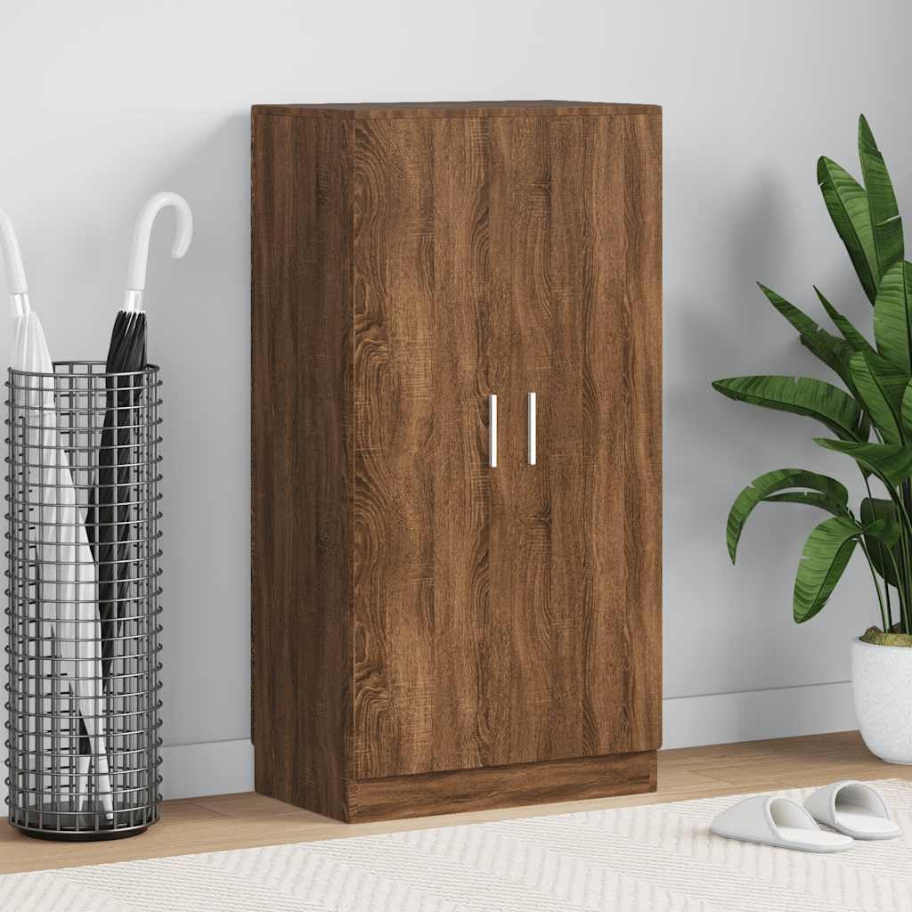Armoire à chaussures marron chêne 7 compartiments 55x35x108 cm pour couloir
