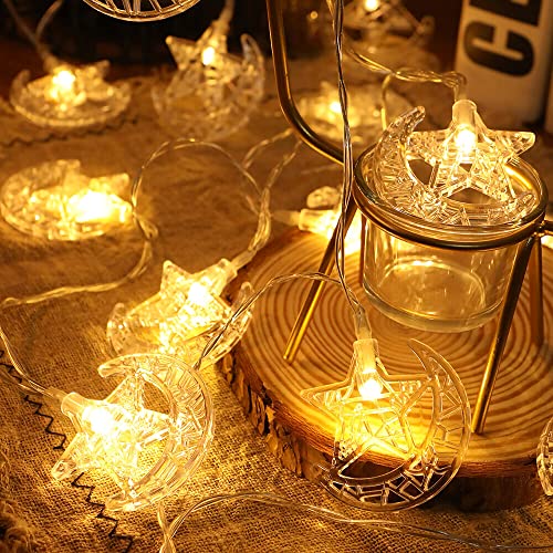 Ramadan Lights Star Moon String Lights 10Ft 20 Led Fairy Lights Battery Operated & Usb Plug-In With 2 Modes Indoor Twinkle Ramadan Kareem And Eid Mubarak Decorations For Home Bedroom Eid Al-Fitr Party #TOP7
