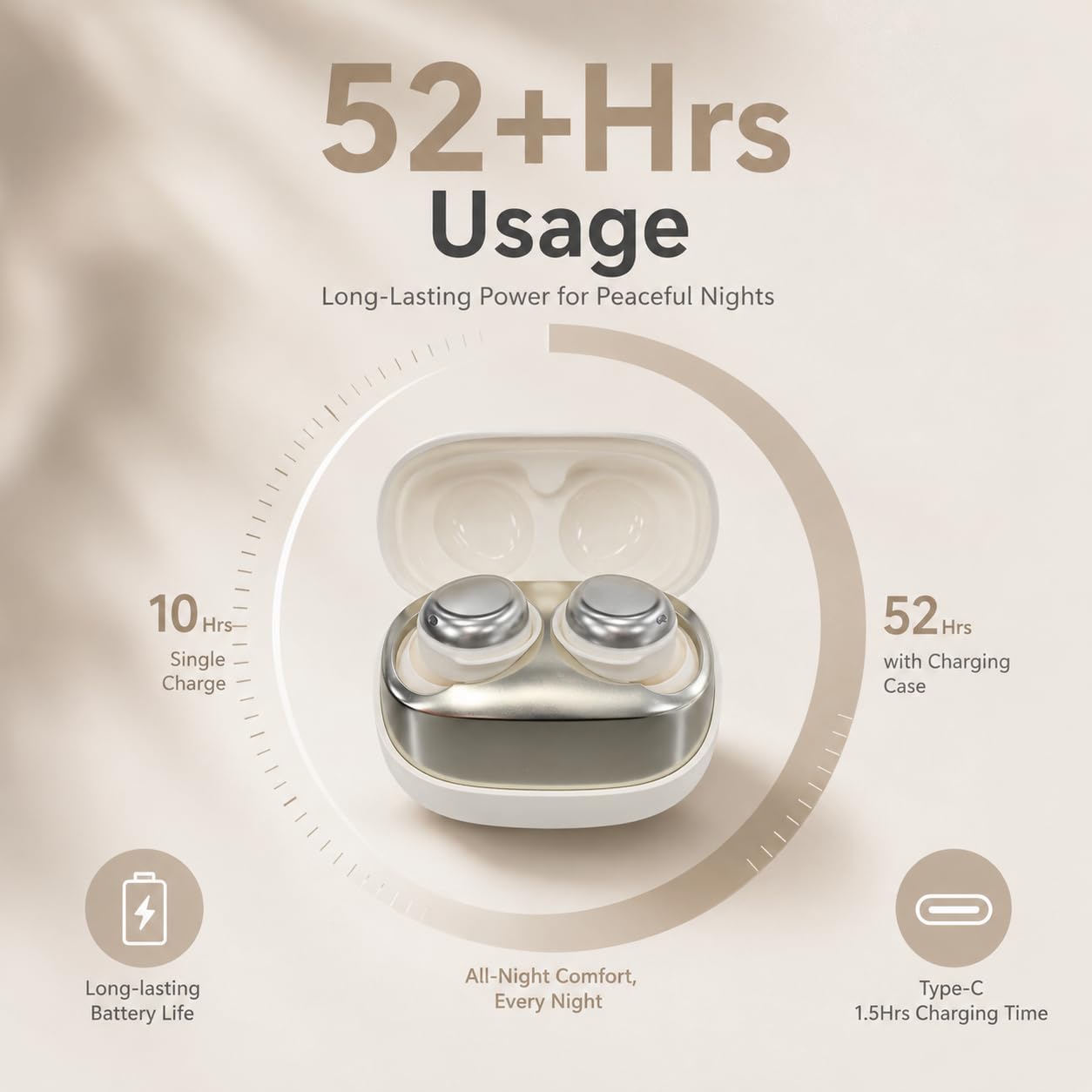 Mini auriculares para dormir, auriculares inalámbricos Bluetooth 5.4, cancelación de ruido ENC, tiempo de reproducción de 47 horas, ultra suaves para dormir de lado, IPX7 impermeable, carga