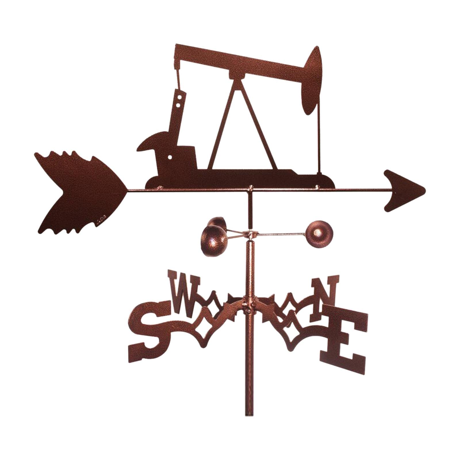 UJEAVETTE® Oil Well Drilling Rig Metal Weathervane Roof Mount Weather Vane Wind Decor-image-16