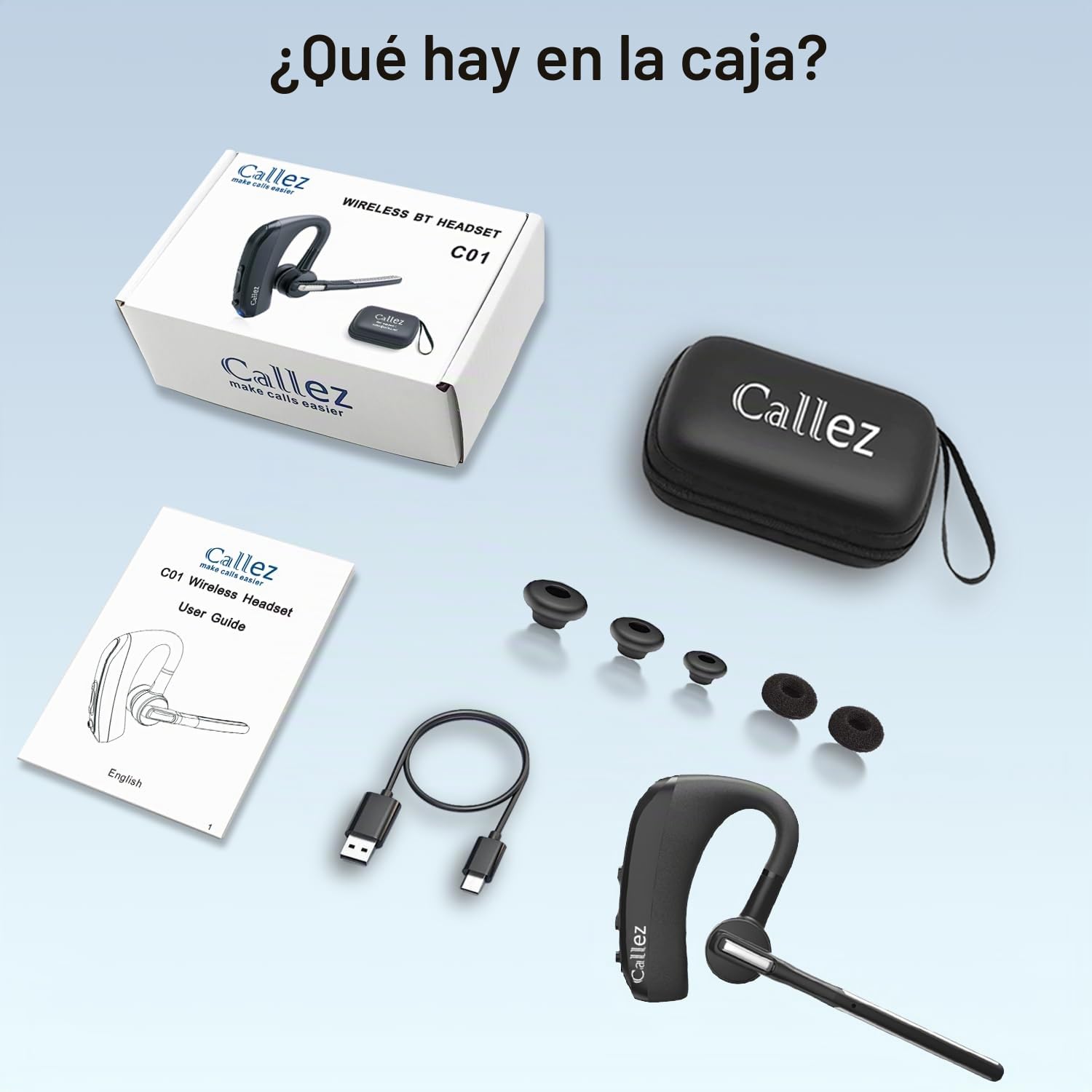 Callez Auriculares Bluetooth para iPhone Samsung, Auricular Inalámbricos Pinganillo Bluetooth Móvil V5.0 con CVC8.0 Doble Micrófono ENC Cancelación de Ruido para Conducir Negocios Oficina