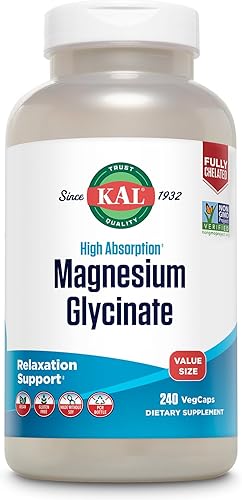KAL Cápsulas vegetales de glicinato de magnesio fórmula totalmente quelada de alta absorción con bioperina quelato de bisglicinato para el estrés la