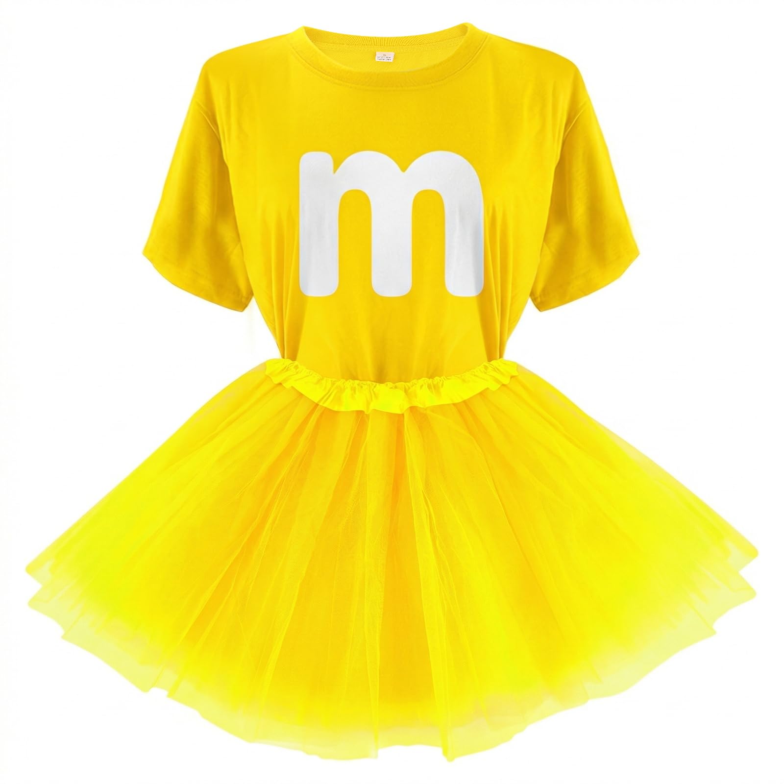 Letter M Halloween Costumes T-Shirt Tutu Skirts, Team Group T-Shirt, Funny Costumes for Halloween Christmas Party Costume, Yellow, S
