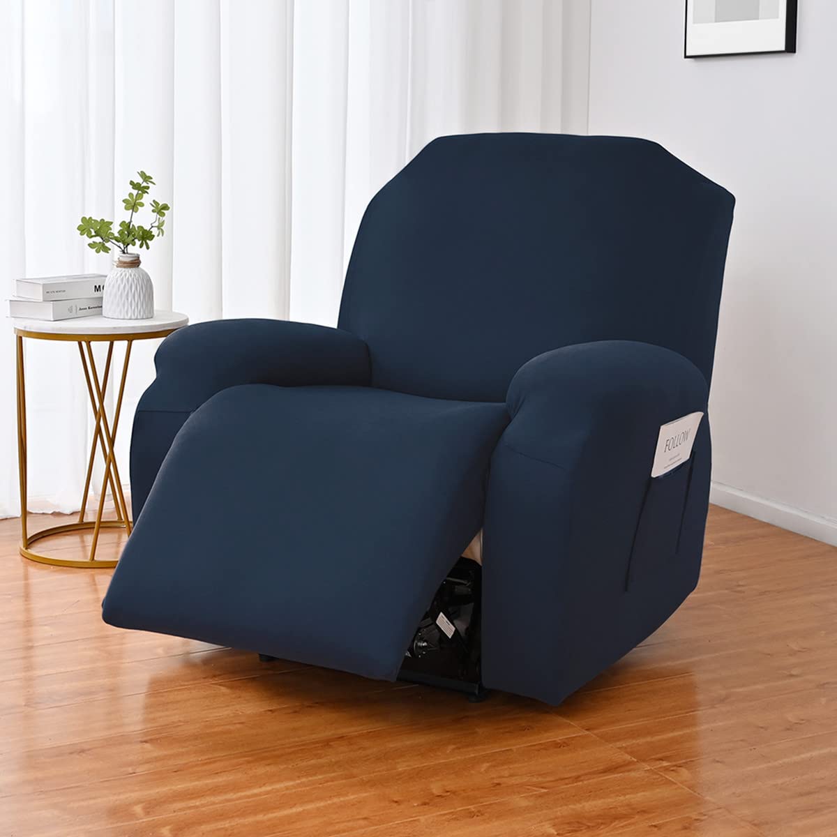 FANSU Recliner Chair Covers 1 Seater for Armchairs with Pockets Stretch Recliner Slipcover for Electric Chair Sofa Covers Furniture Protector for Living Room (1 Seater,navy blue) - Image 2