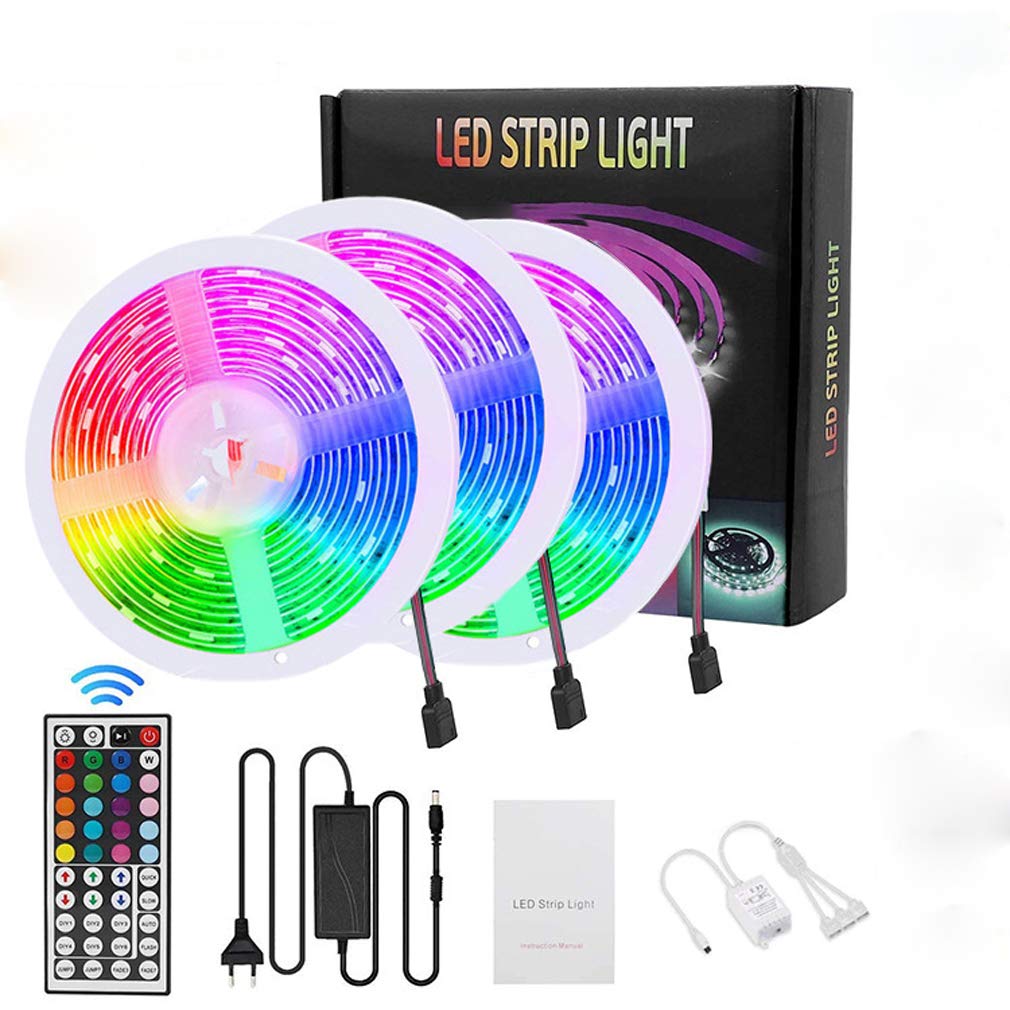 Striscia LED 5M, WiFi Luci LED Colorate Smart Phone Strisce LED Compatibile RGB SMD 5050 Musica SYNC LED Strip Controllo App E 44 Tasti Telecomando RF per Casa Cucina Festa TV Decorazione,15M