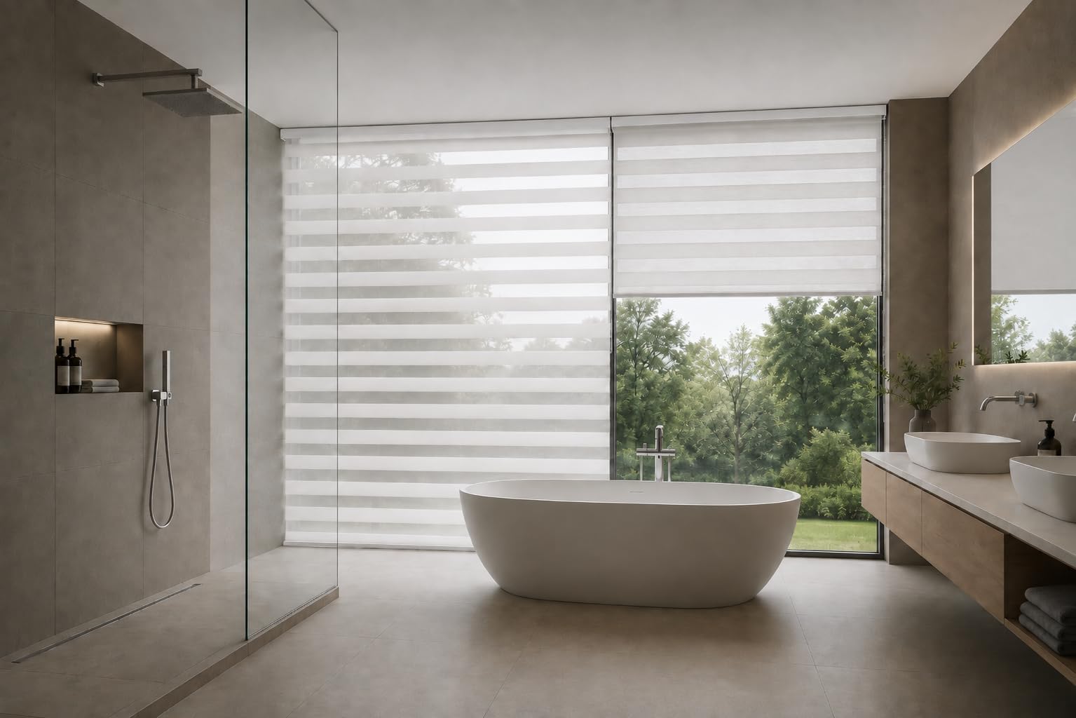 Estoralis Vera | Estor Enrollable Noche y Dia Diseño Moderno | Doble Tejido | Color Blanco | 125 x 180 cm (Ancho/Alto) Tamaño Tela 122 x 175 cm | Estores para Ventanas y Puertas