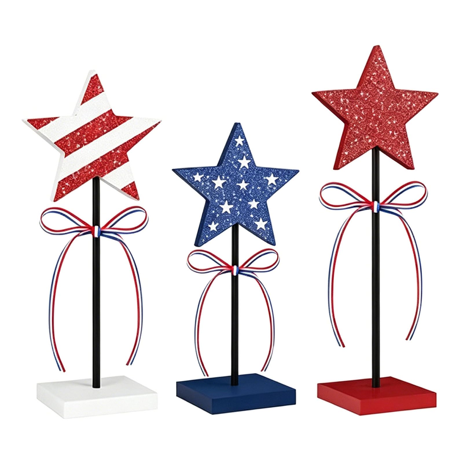 Elnwnnkc A Wooden Traditional Display Tray With Stacked Patterns For Fourth Of July Ccents Nd Celebrations Multi Tiered Wooden Tray