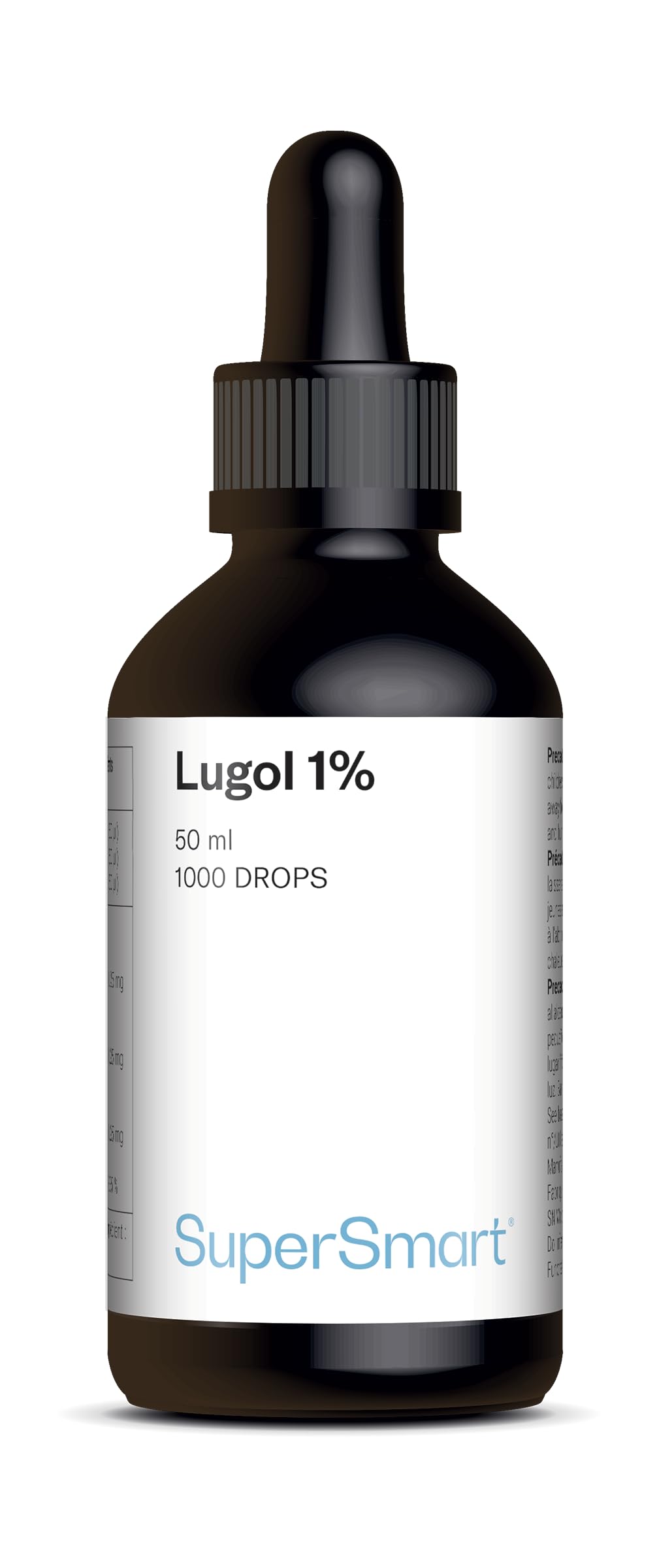 Lugol 1% - Iode en Gouttes - Soutient de la Thyroïde - Nettoie Plaies et Brûlures - Solution iodo-iodurée - 1000 gouttes - SuperSmart