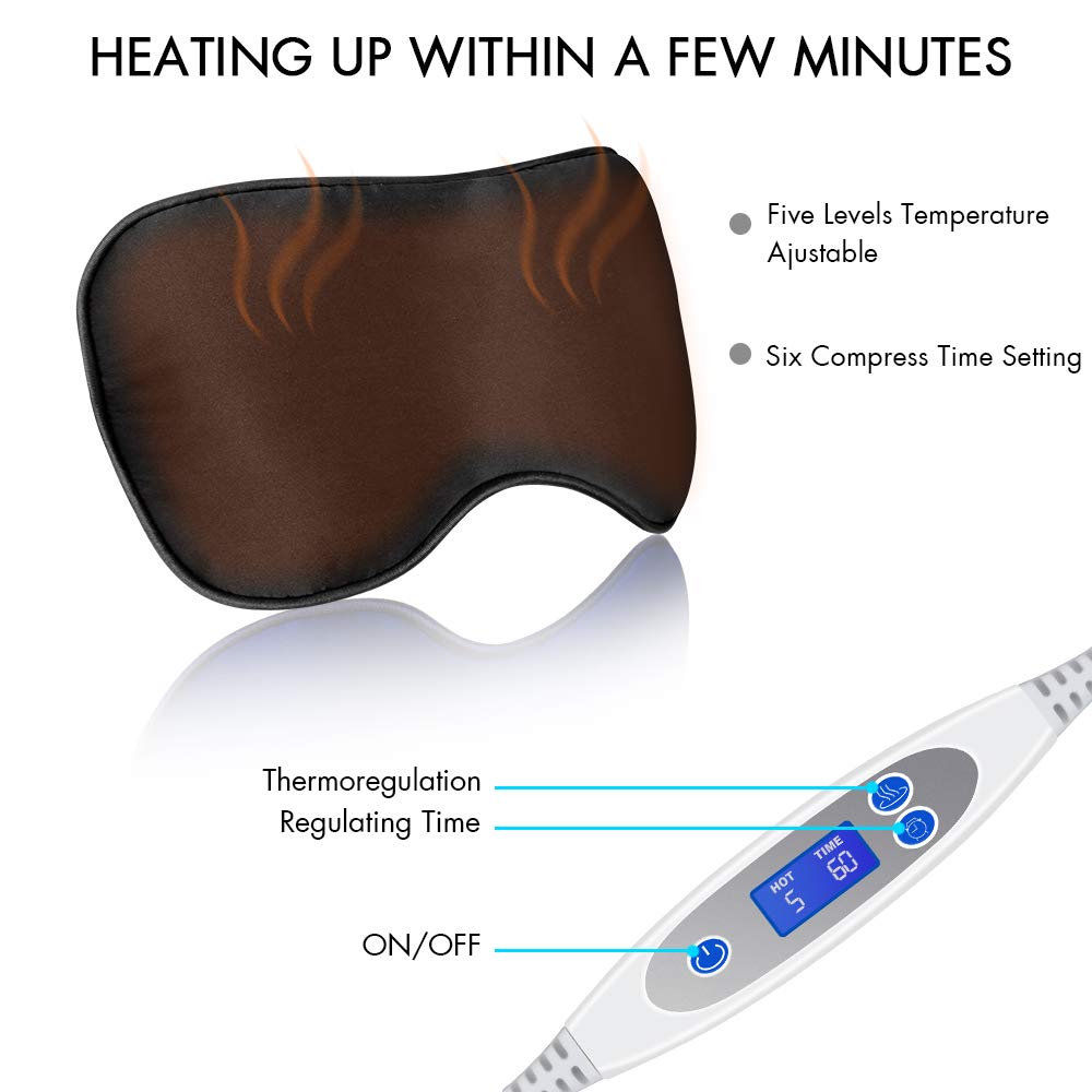 Buy Heated Eye Mask, Far Infrared Moist Heat Eye Compress Mask USB