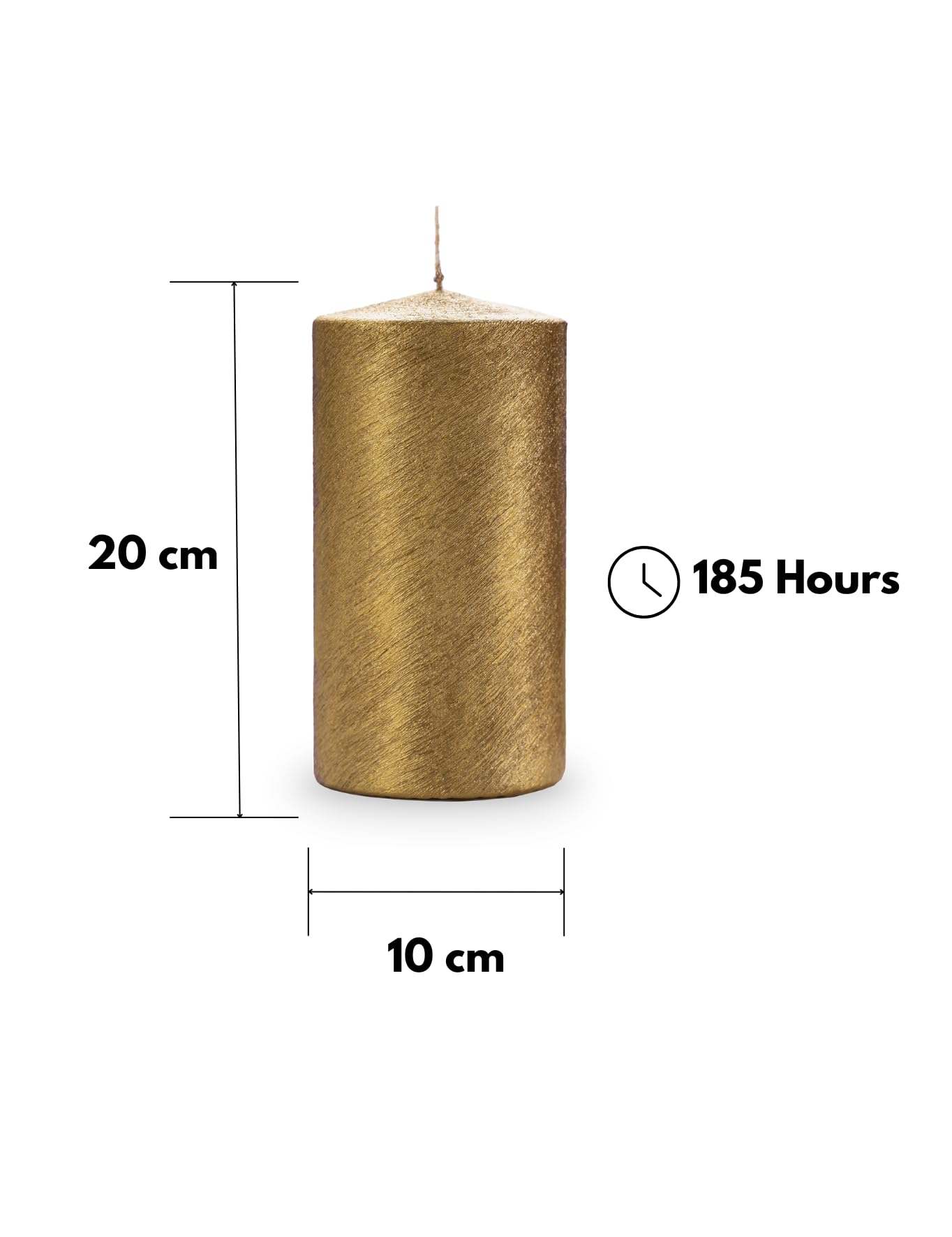 Metallische zerkratzte Kerze Durchmesser 10 cm Höhe 20 cm - Gold