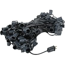 Novelty Lights 100 Foot C9 Outdoor String Light Christmas Stringer - Patio String Lights - Intermediate Base C9/E17 - 12" Spacing - Black Wire