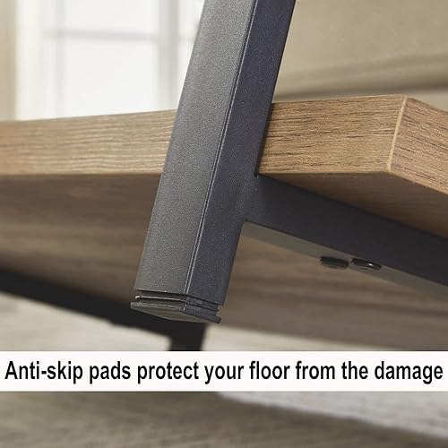 Miniatura 14 de FOLUBAN Mesa de centro negra, moderna mesa central de madera rústica con almacenamiento para sala de estar, mesa de té de cóctel rectangular