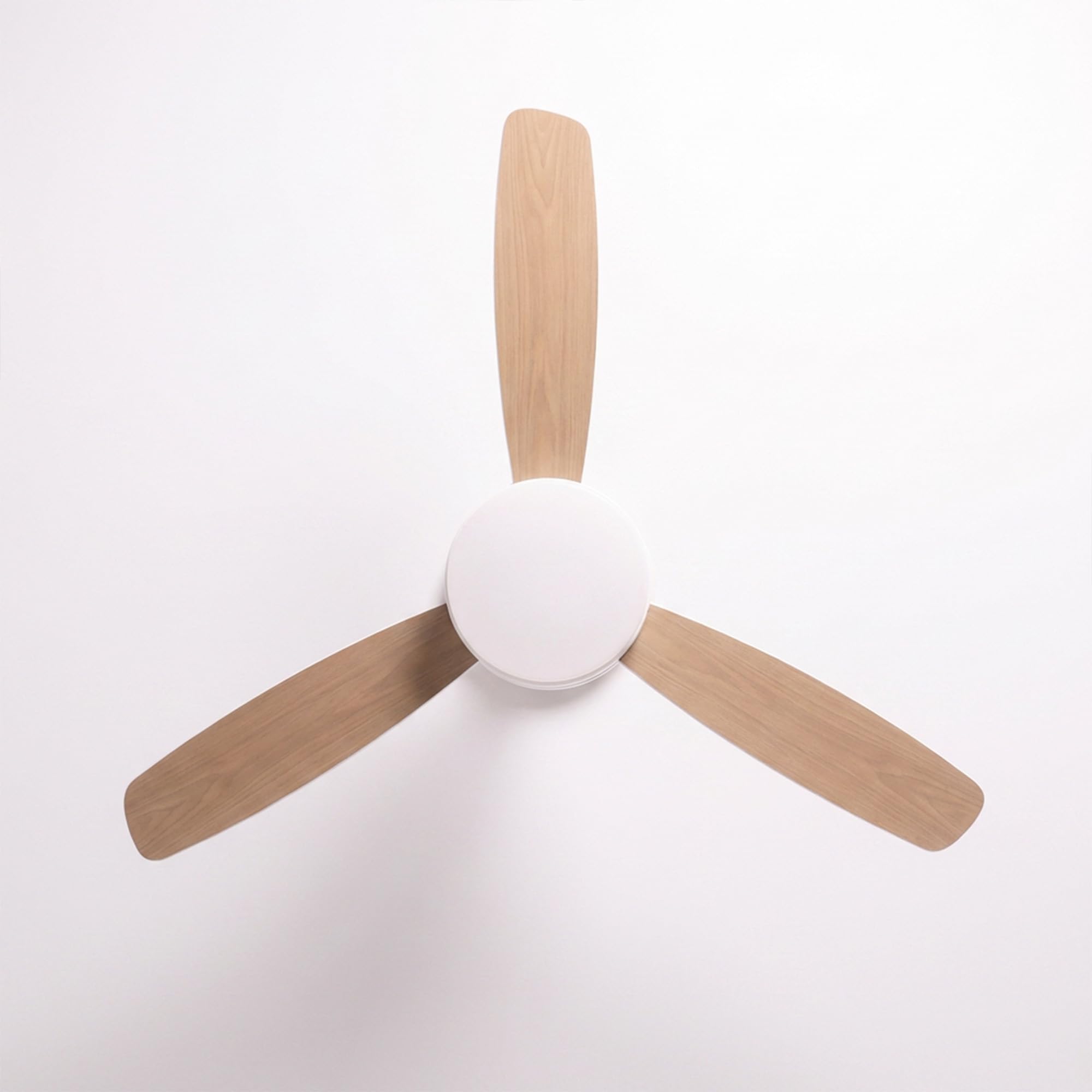 Jocca - Ventilador Techo con Luz LED Regulable| Ventilador Blanco Imitacion Madera Natural| Mando a Distancia| 3 Velocidades| 70W| Temporizador| Diámetro 106cm|