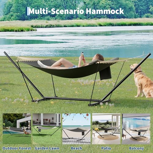 Double Hammock with Stand - Heavy Duty Portable 2 Person Design with Adjustable Steel Stand, Max 450LBS, Ideal for Outdoor Patio, Garden, Beach & Backyard by KYBOLT - Image 7