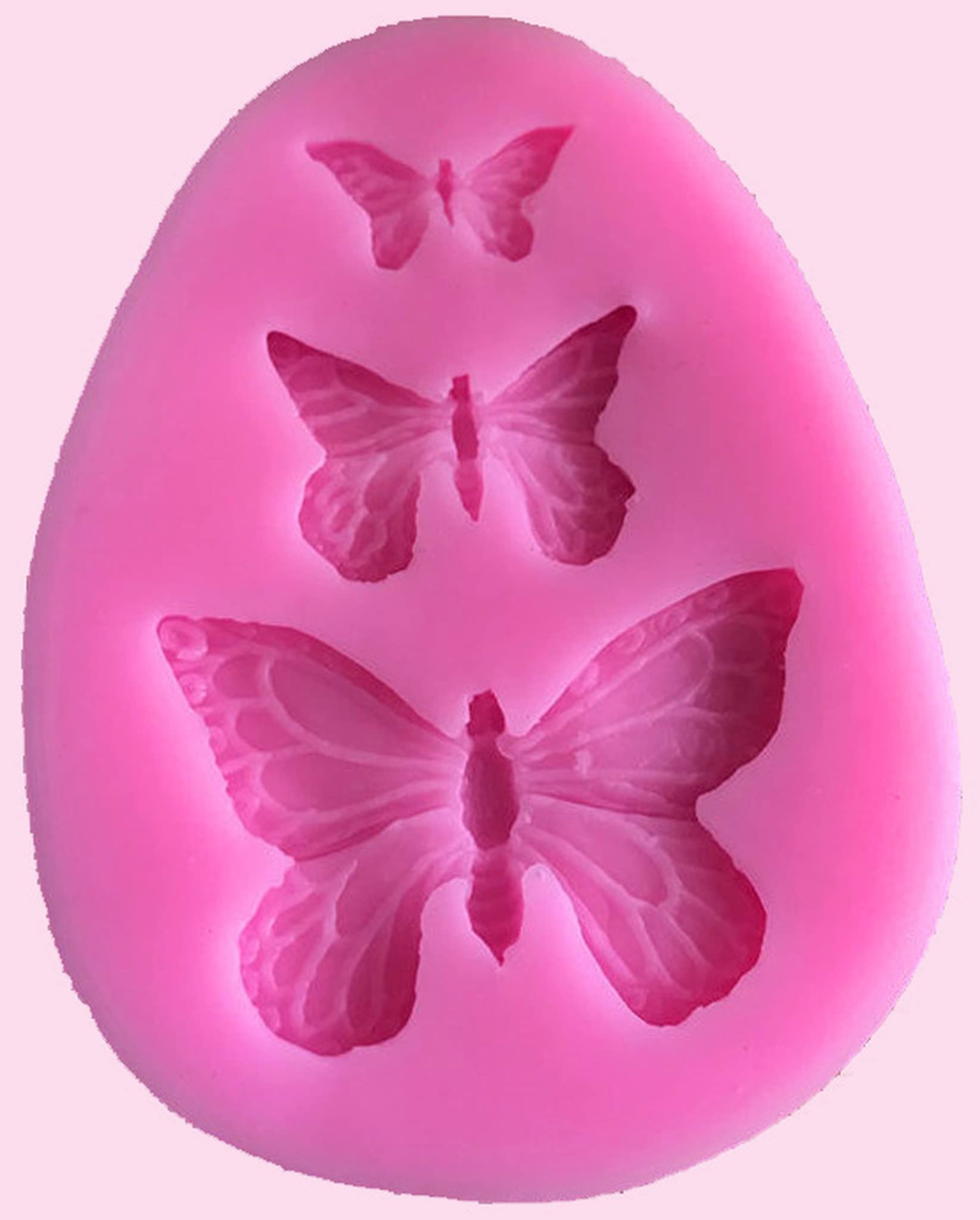 CAKE DECOR™ Silicone 3 Cavity Butterfly Shape Pink Fondant Marzipan Mould