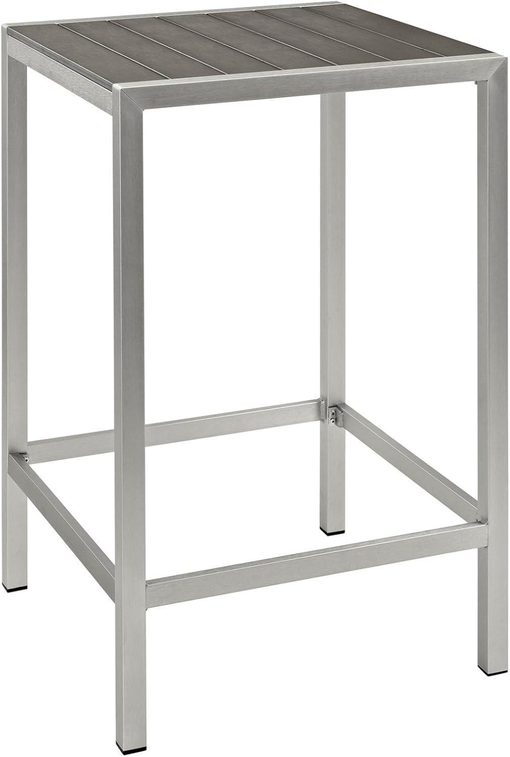 Modern Contemporary Urban Design Outdoor Patio Balcony Bar Table, Grey Gray, Metal Aluminum