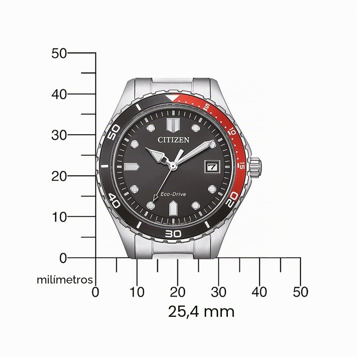 Citizen AW1820-81E - Reloj analógico de Cuarzo para Hombre con Correa de Acero Inoxidable, Negro, Pulsera