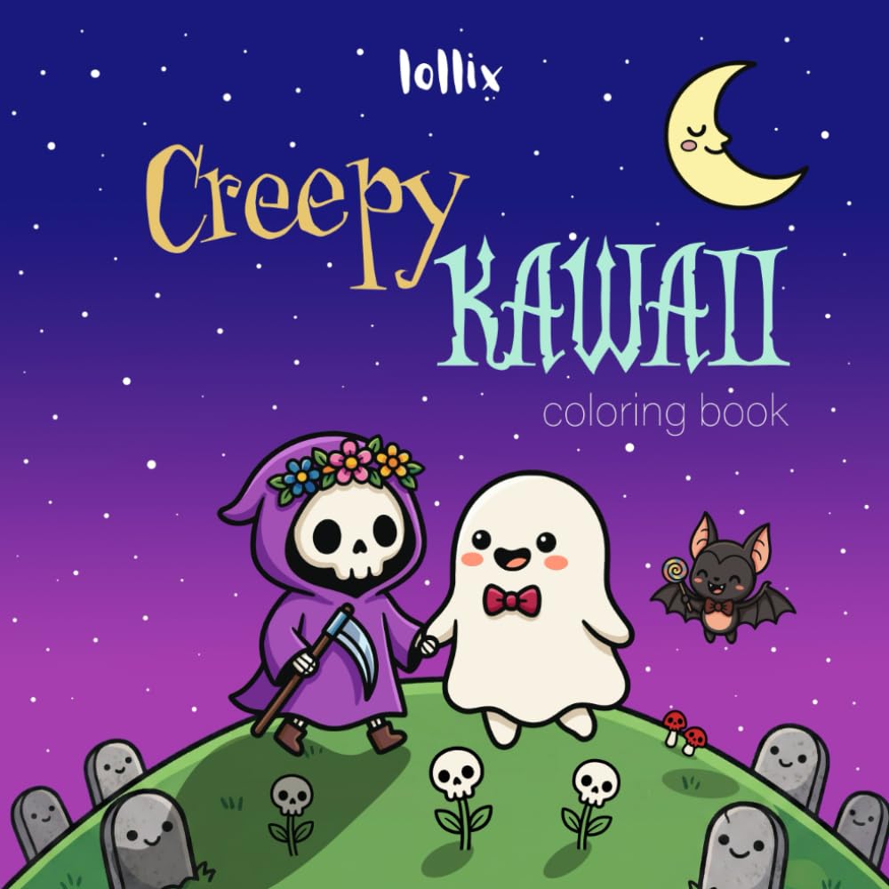 Creepy Kawaii Coloring Book: Cute Adorable Spooky Monsters – Bold and Easy Simple Coloring Pages for Adults and Teens seeking Stress Relief
