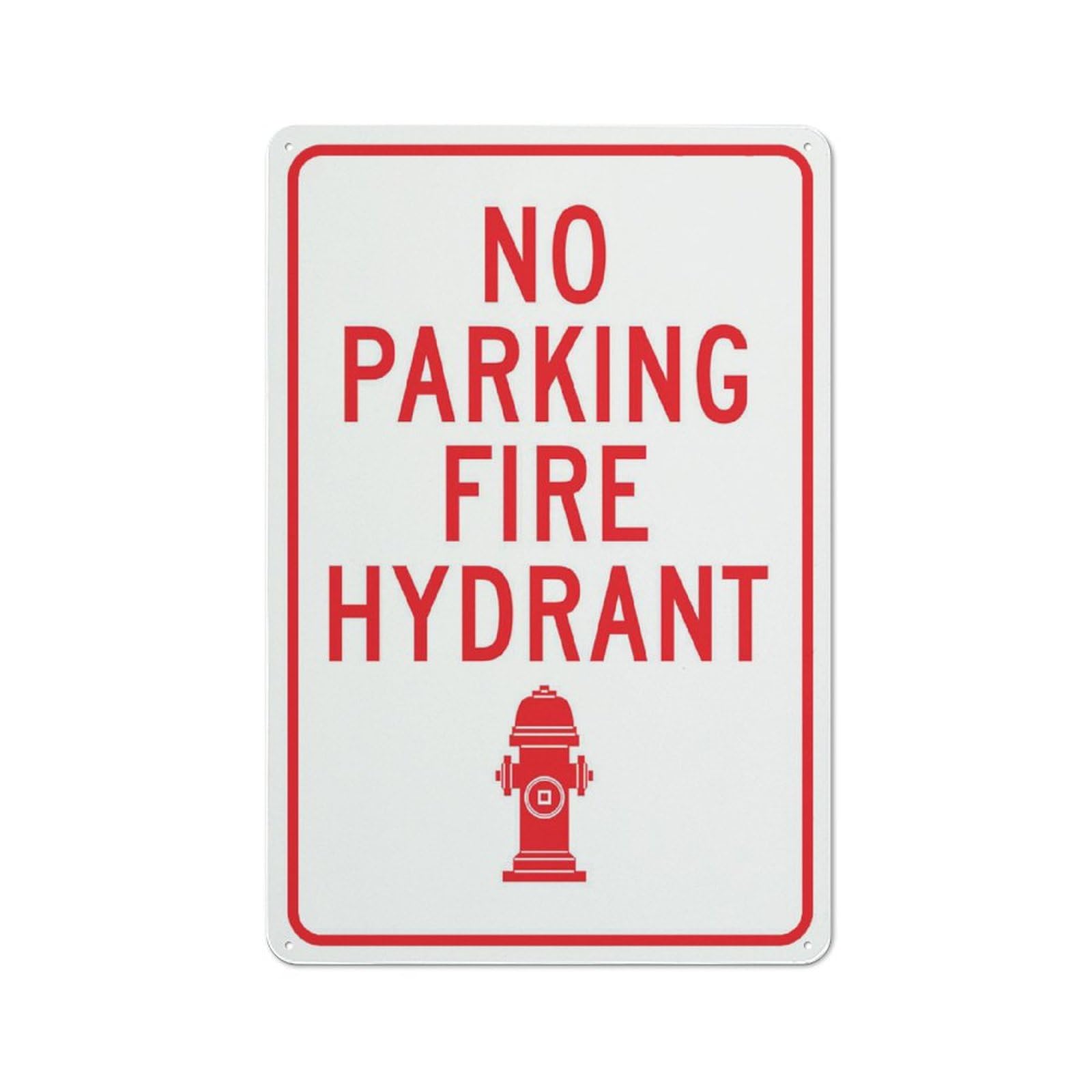 No Parking Fire Hydrant Sign For Business 8""X12"" Rust Free Aluminum Uv Printed,4 Pre-Drilled Holes.Durable/Weatherproof