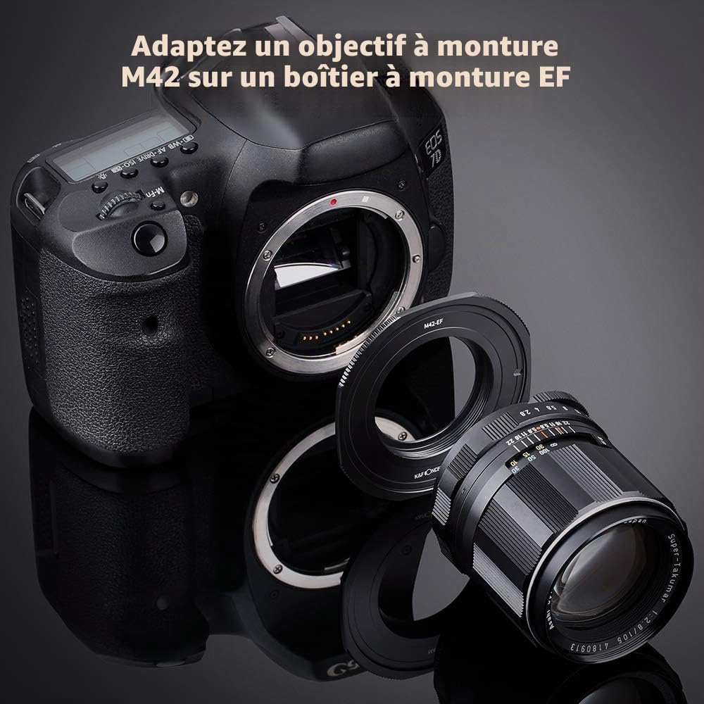 K&F CONCEPT Bague d'adaptation M42-EOS Adaptateur Compatible avec Utiliser Objectifs M42 sur Appareils Photo Boîtier compatibile Con Canon EOS (EF Monture) M10135