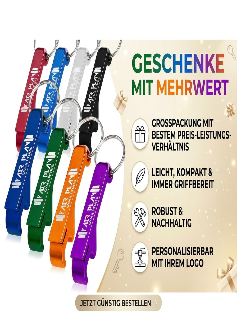 100 Stück personalisierter Aluminium-Dosen-/Flaschenöffner, Schlüsselanhänger, dickere Version. Gravierter Text/Logo, Hochzeitsgeschenke, Brauerei, Bar, Jubiläen, Party, Restaurant, Immobilienmakler