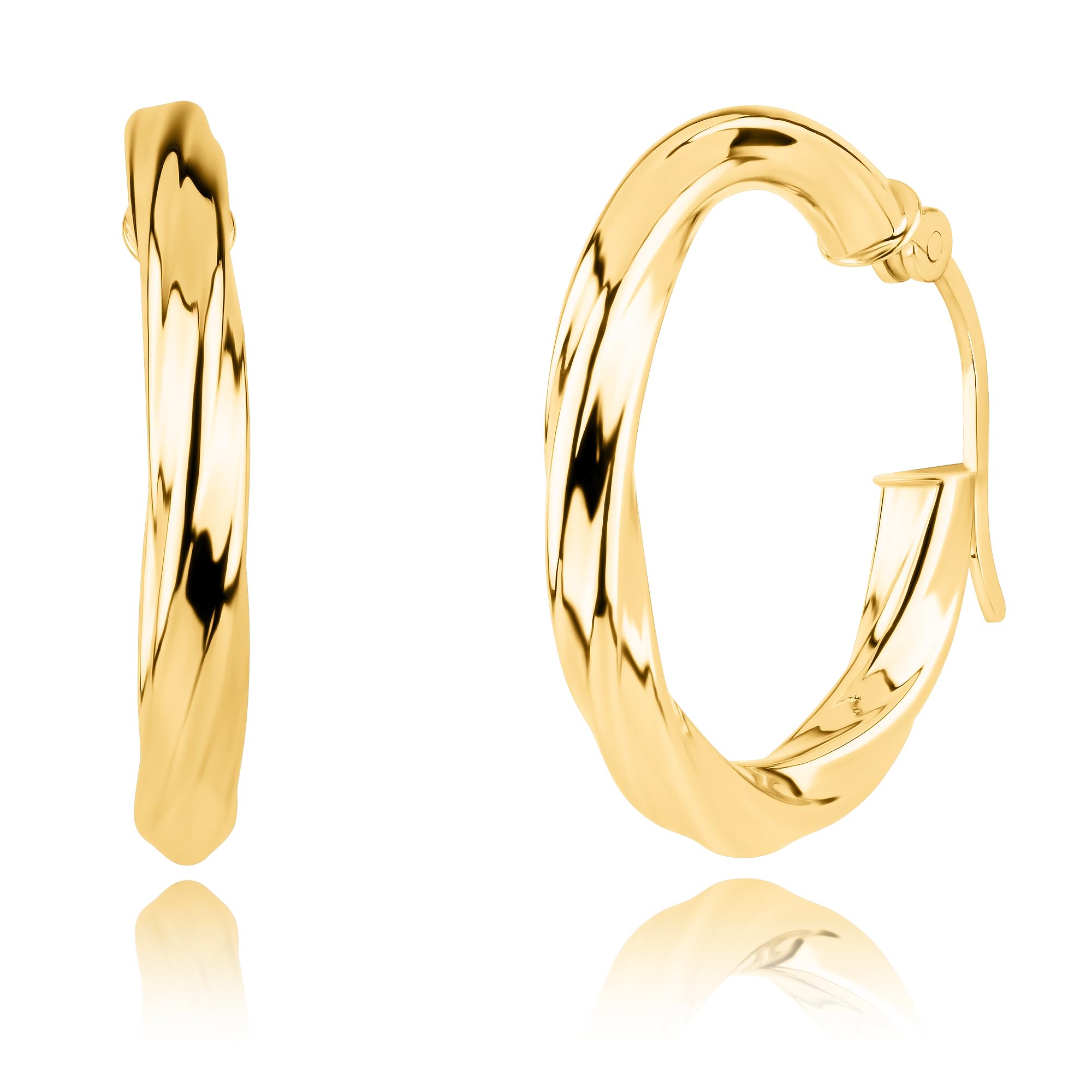 Solid 10k Gold Hoop Earrings for Women with Secure Closure Hypoallergenic Anti Tarnishing Earrings in Various Styles by