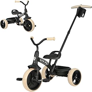 QPlay Toddler Tricycles for 2 to 6 Year olds-5 in 1 Kid's Trikes Bike with Push Handles Adjustable & Removable, Push Bike ...