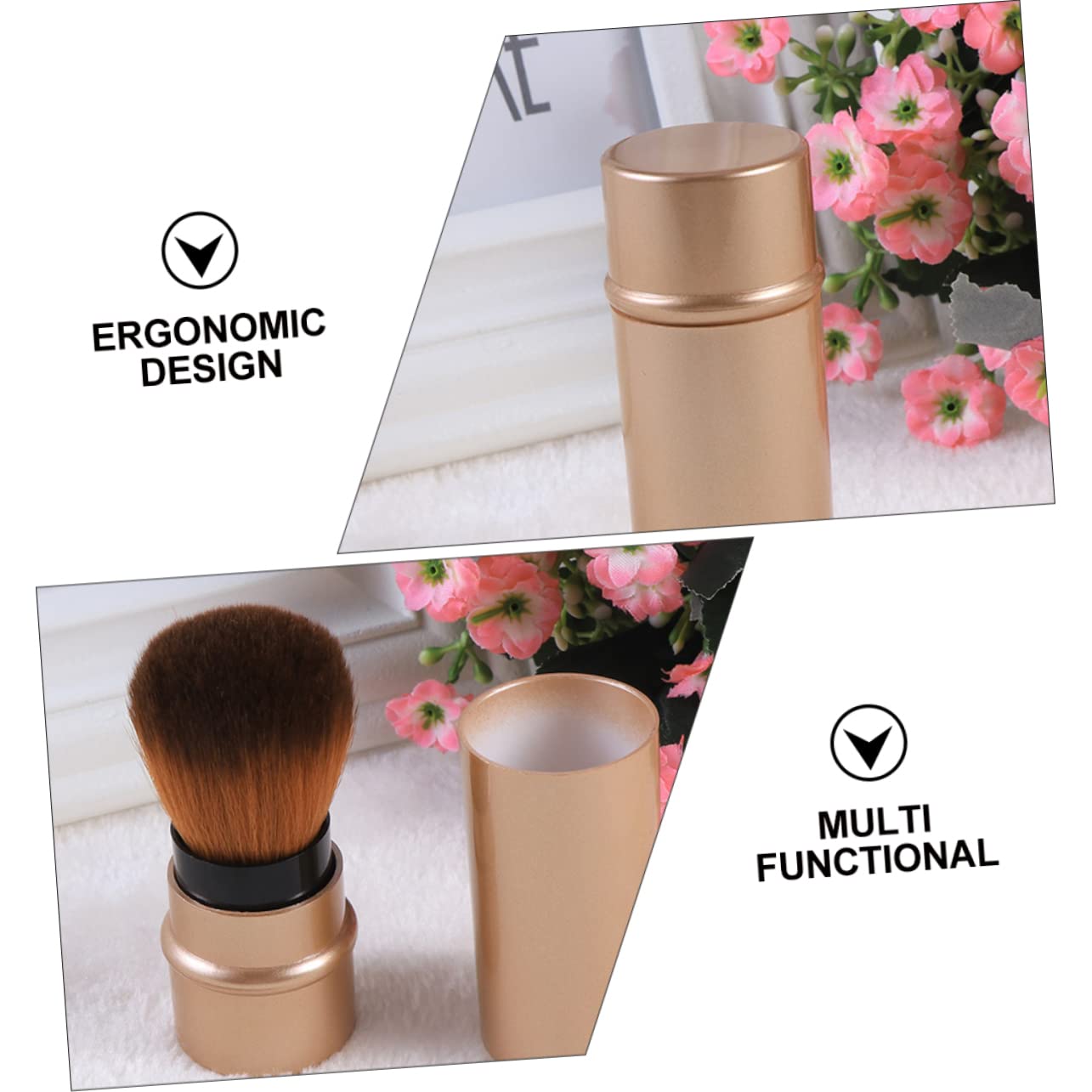FRCOLOR 9pezzi Spazzole Professionali Per Fondotinta Estensibili Strumenti Cosmetici Portatili e Marrone Applicazione Facile e Veloce Per Make up Naturale
