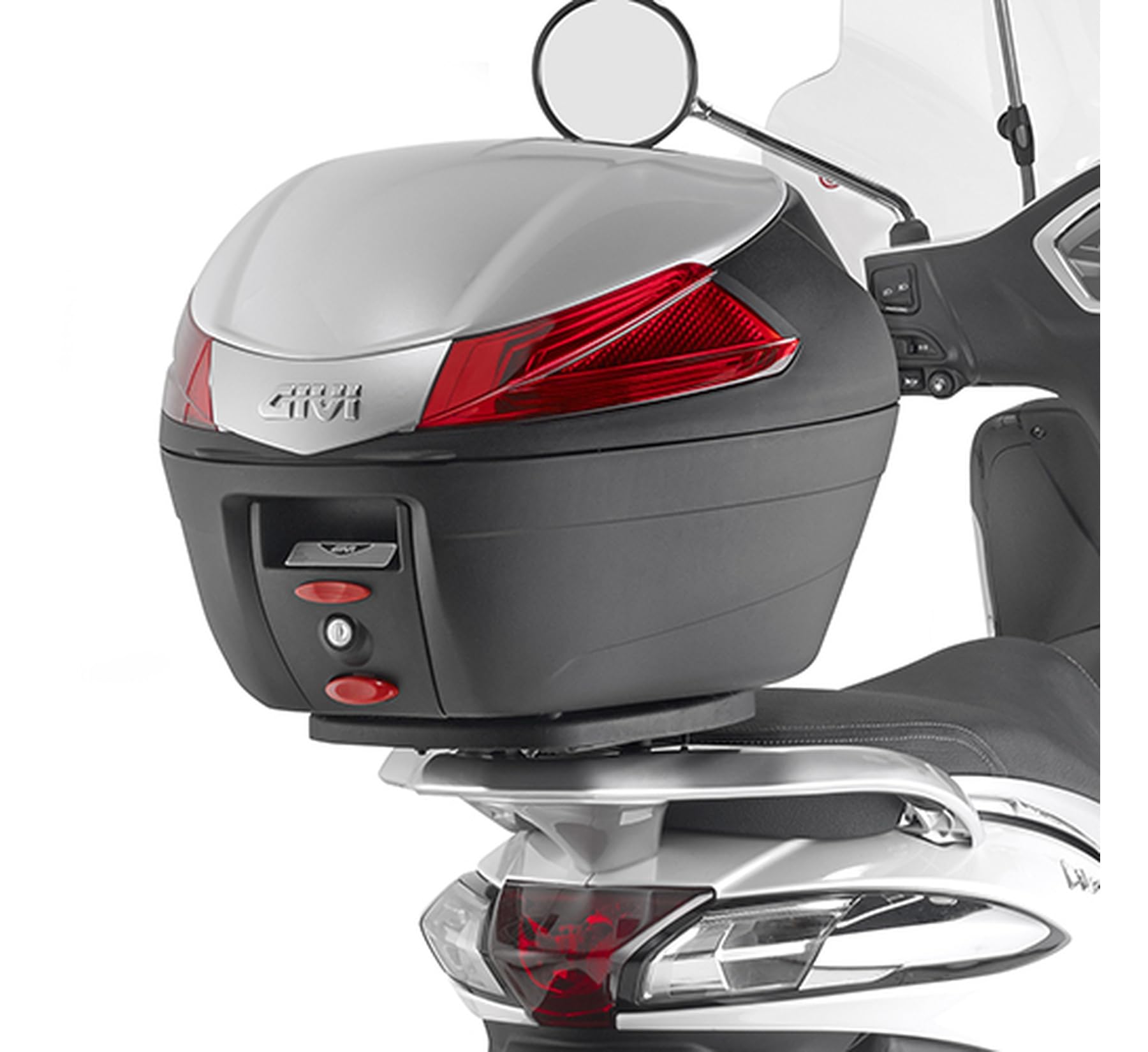 givi motorradkoffer alp44a monolock alpina aluminium 44 lt + träger kompatibel mit piaggio liberty 50-125-150 2009 2010 2011 2012 2013 2014 2015 mototopgun alp44a + sr5611