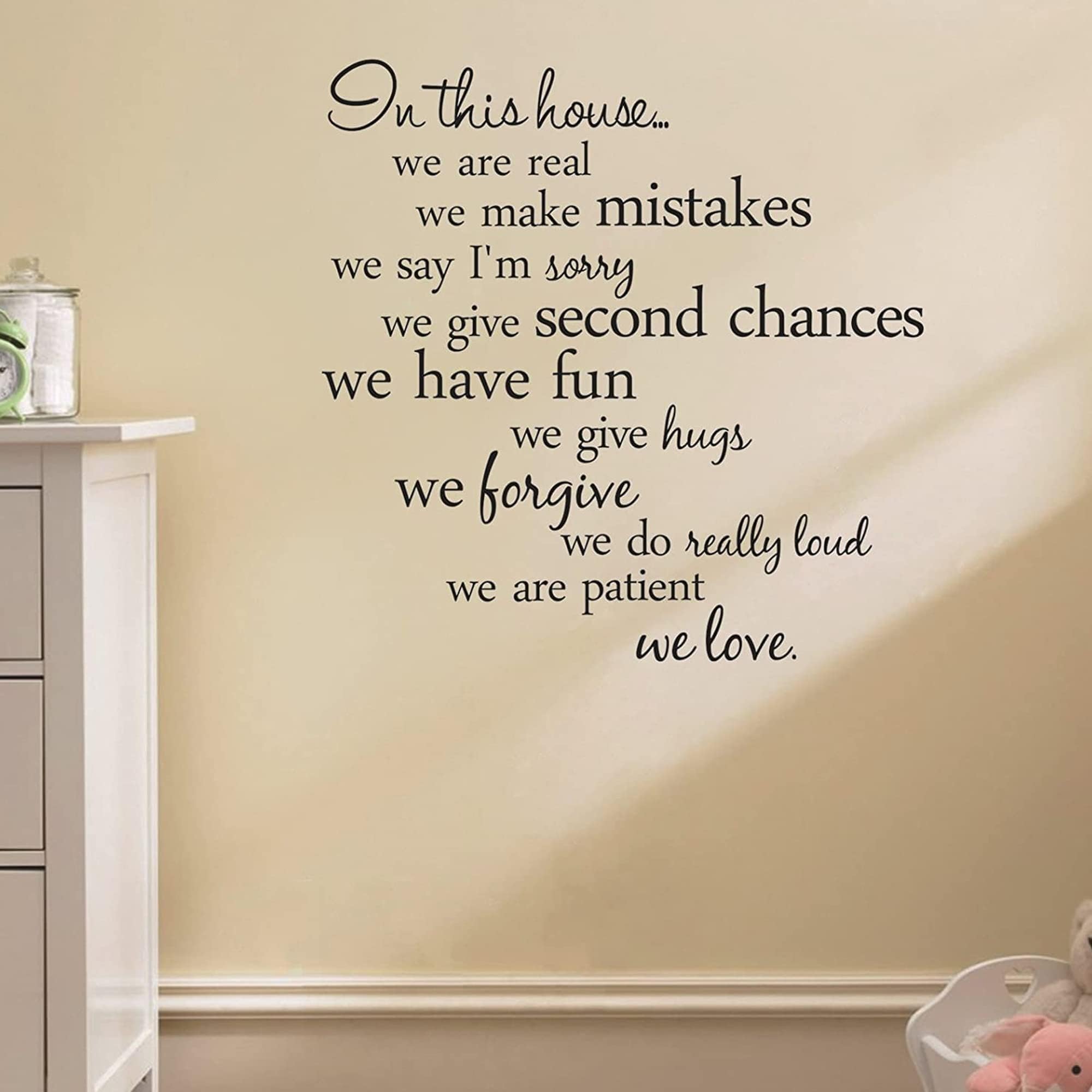 Sulfar House Rules Wall Stickers | Inspirational Quote Wall Decal | Removable DIY Wall Art for Living Room & Home Décor