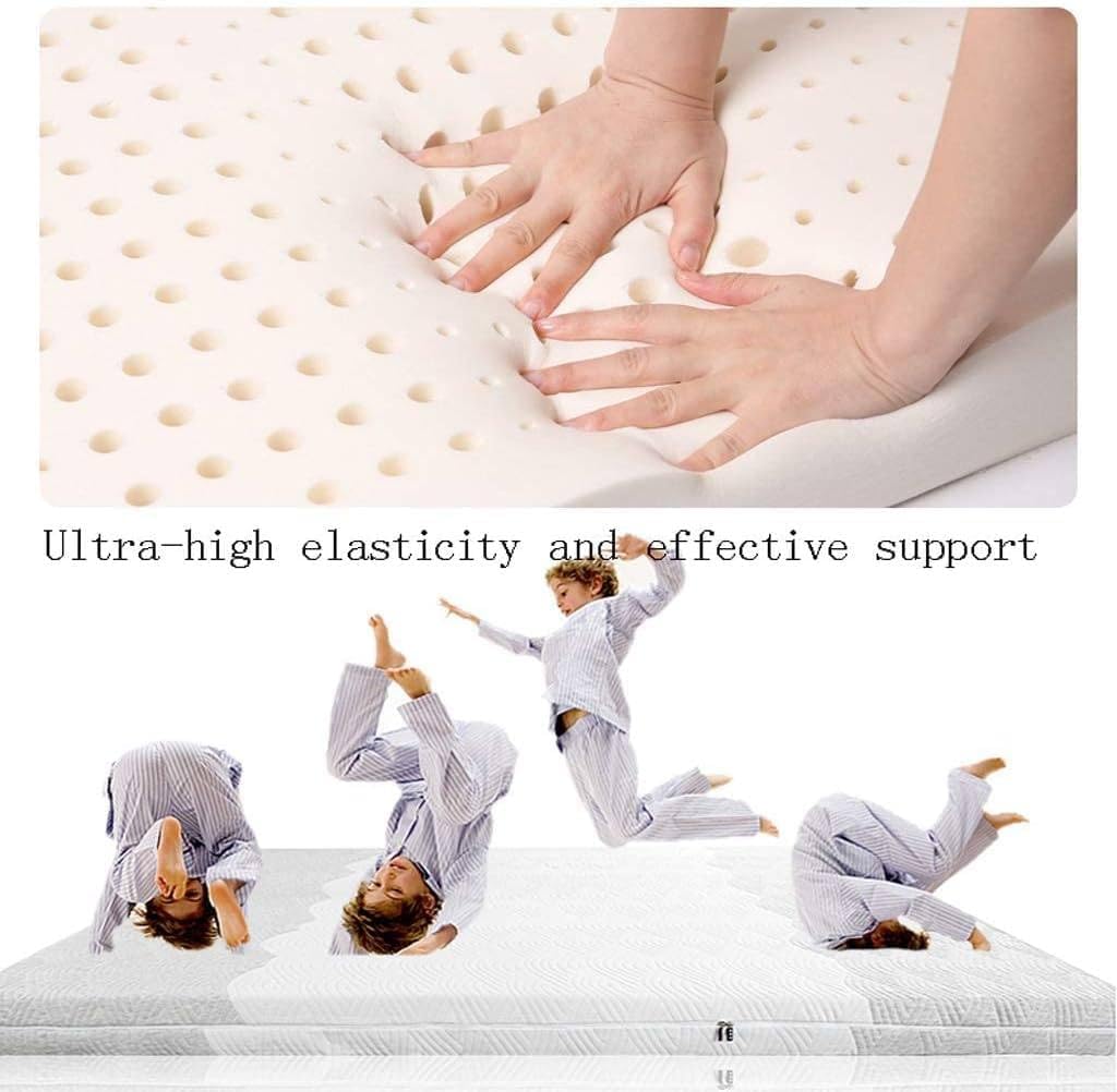 Cubrecolchón de látex natural de 1 pulgada de grosor, transpirable, diseño de panal suave y resistente al berro, 80 x 190 cm