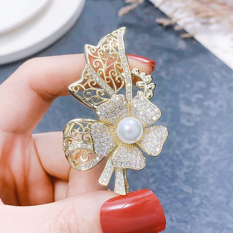 Broche fleur de perle pour veste et pull avec épingle décorative élégante - 5