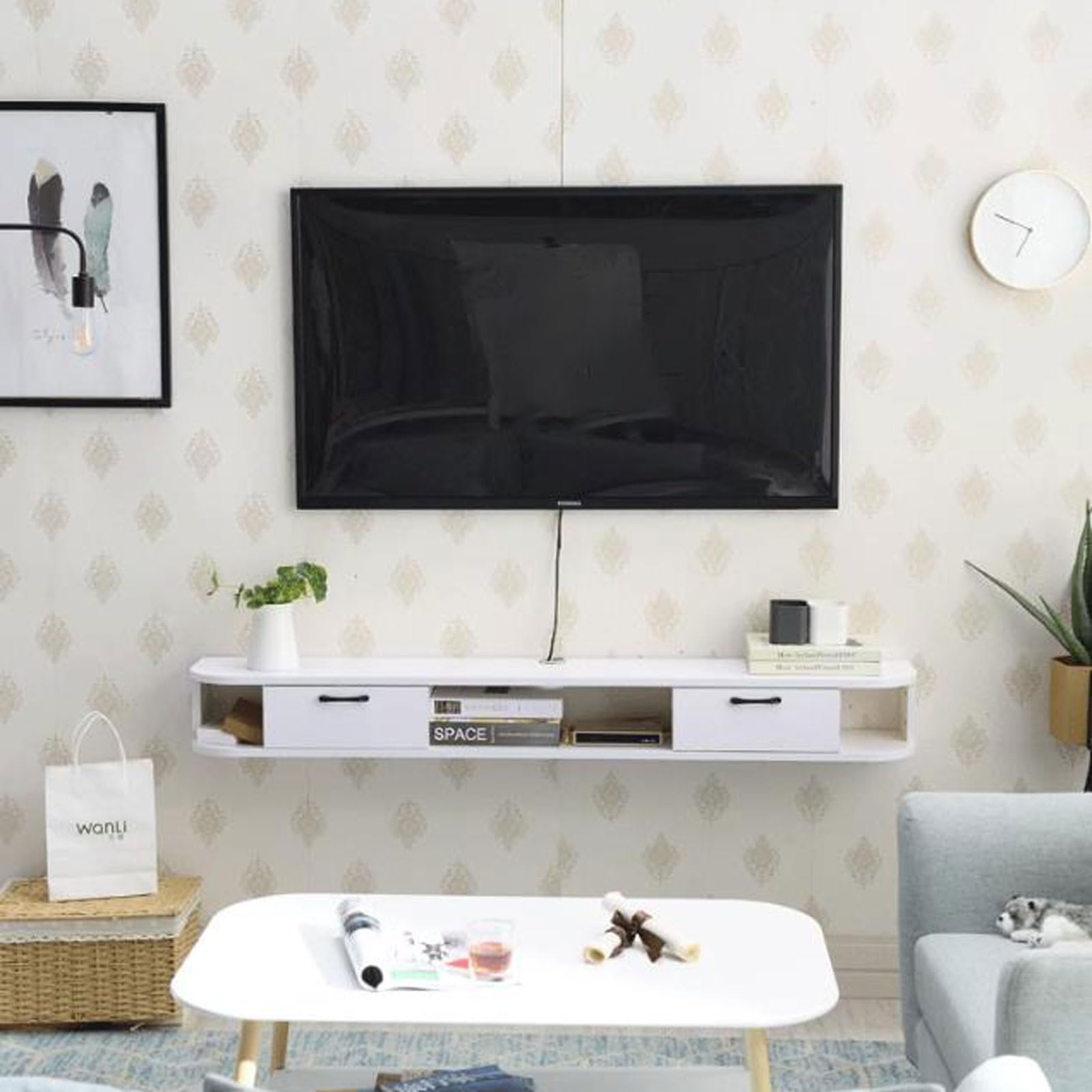 Mobile TV a parete Mensola TV mobile Mensola a muro Supporto TV Console TV multimediale Staffa TV Centro di intrattenimento Armadietto per camera da letto Soggiorno Libreria per ufficio