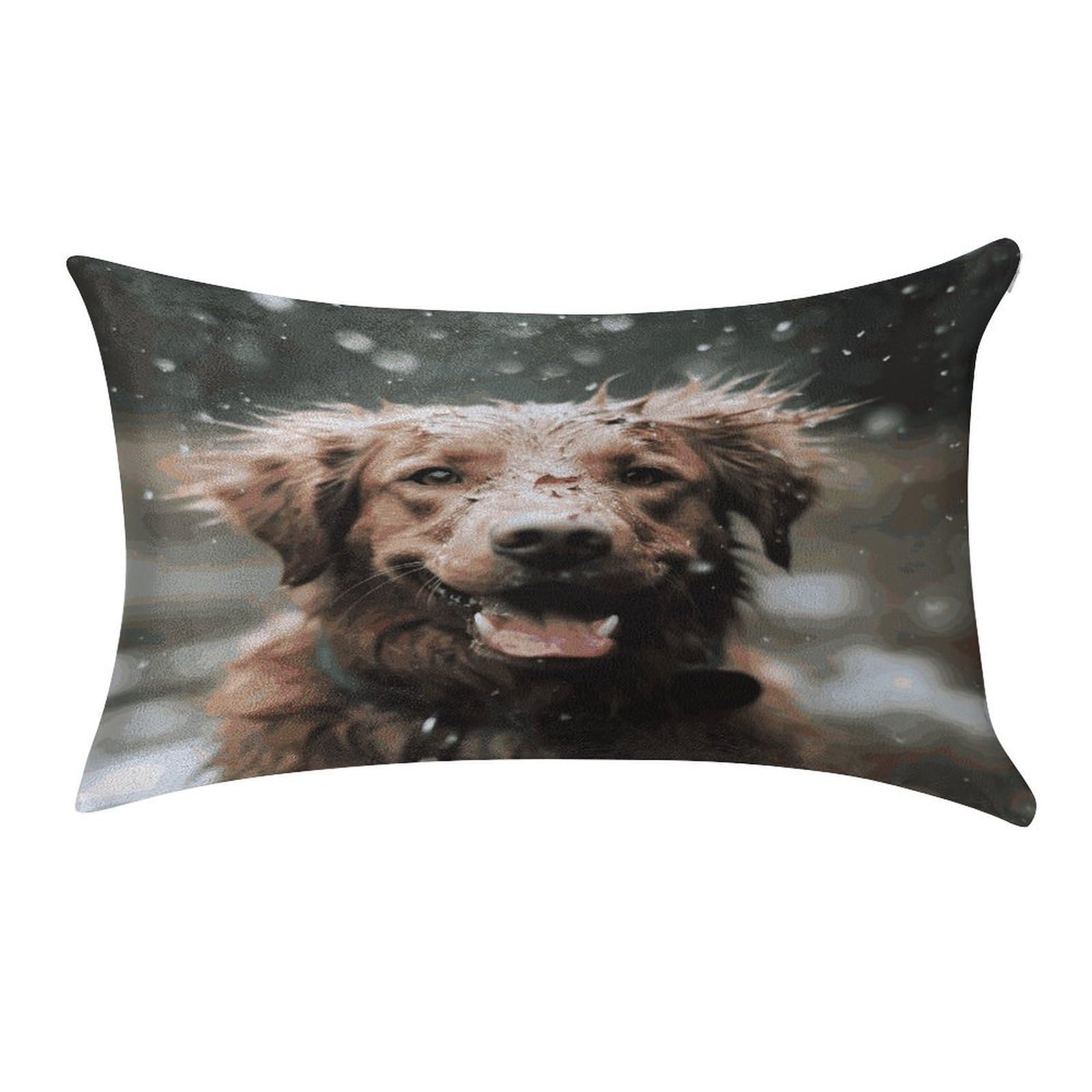 Btcowzrv Style Happy Dog In Rain Pillow Cover Pillow Case Pillowcase