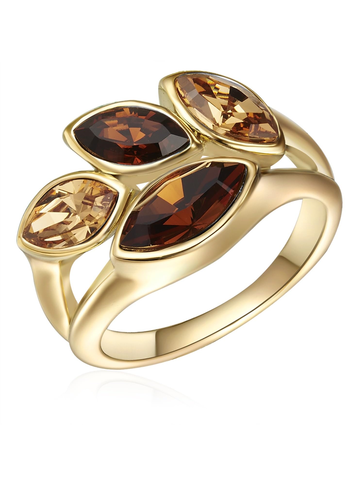Lulu & Jane Damen Ring gelbvergoldetes Metall verziert mit Kristallen