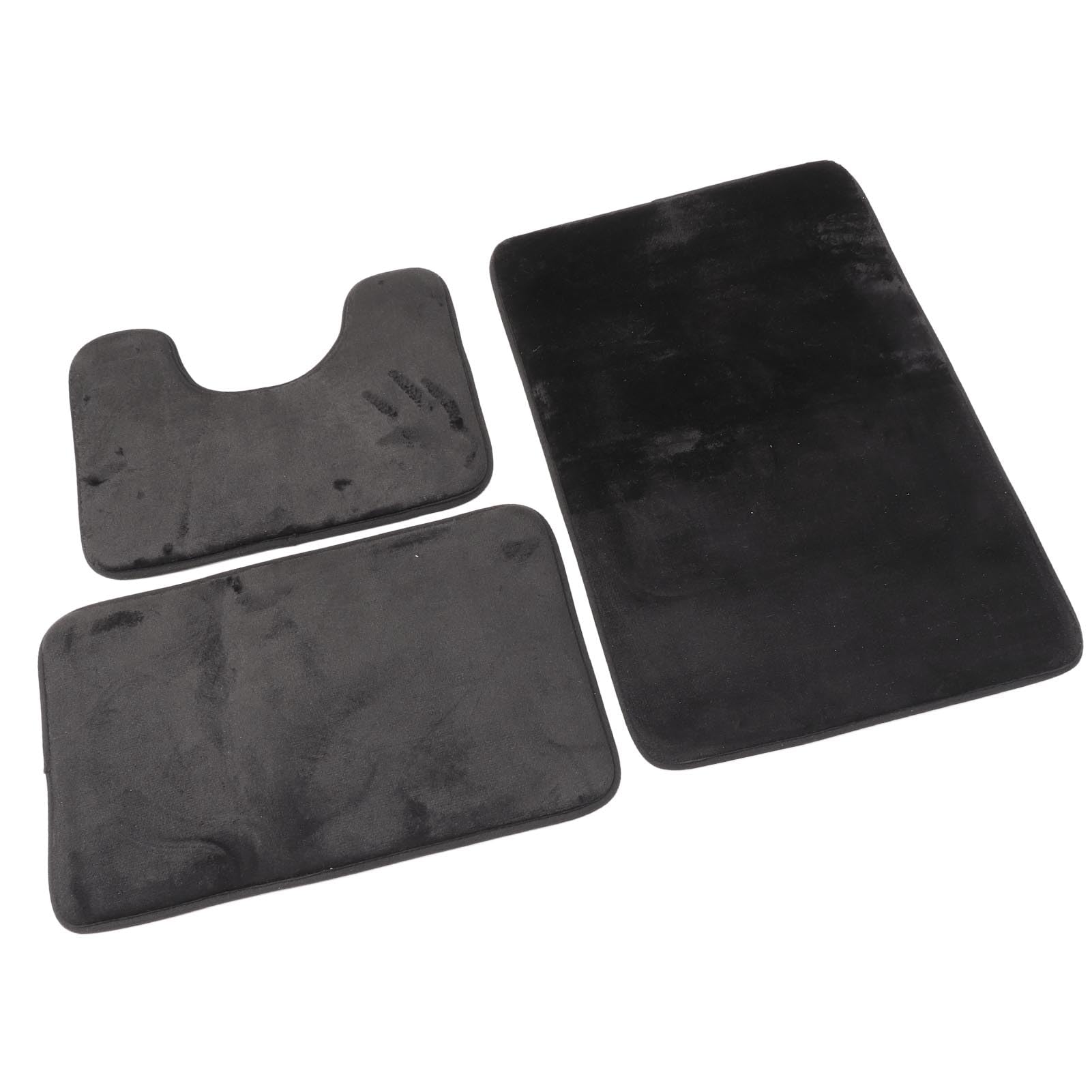 Naroote Set di Tappeti per Bagno, Set di Tappeti da Bagno 3pcs Tappetino da Non Slip Acqua Assorbente Tappeto Tappeto da per Allenamento per Servizi Igienici Domestici (BLACK)