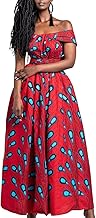 OLIPHEE Robe Femme Imprimer lâche Grande Taille Afrique sans Manches Une épaule De Multiples Façons De Porter