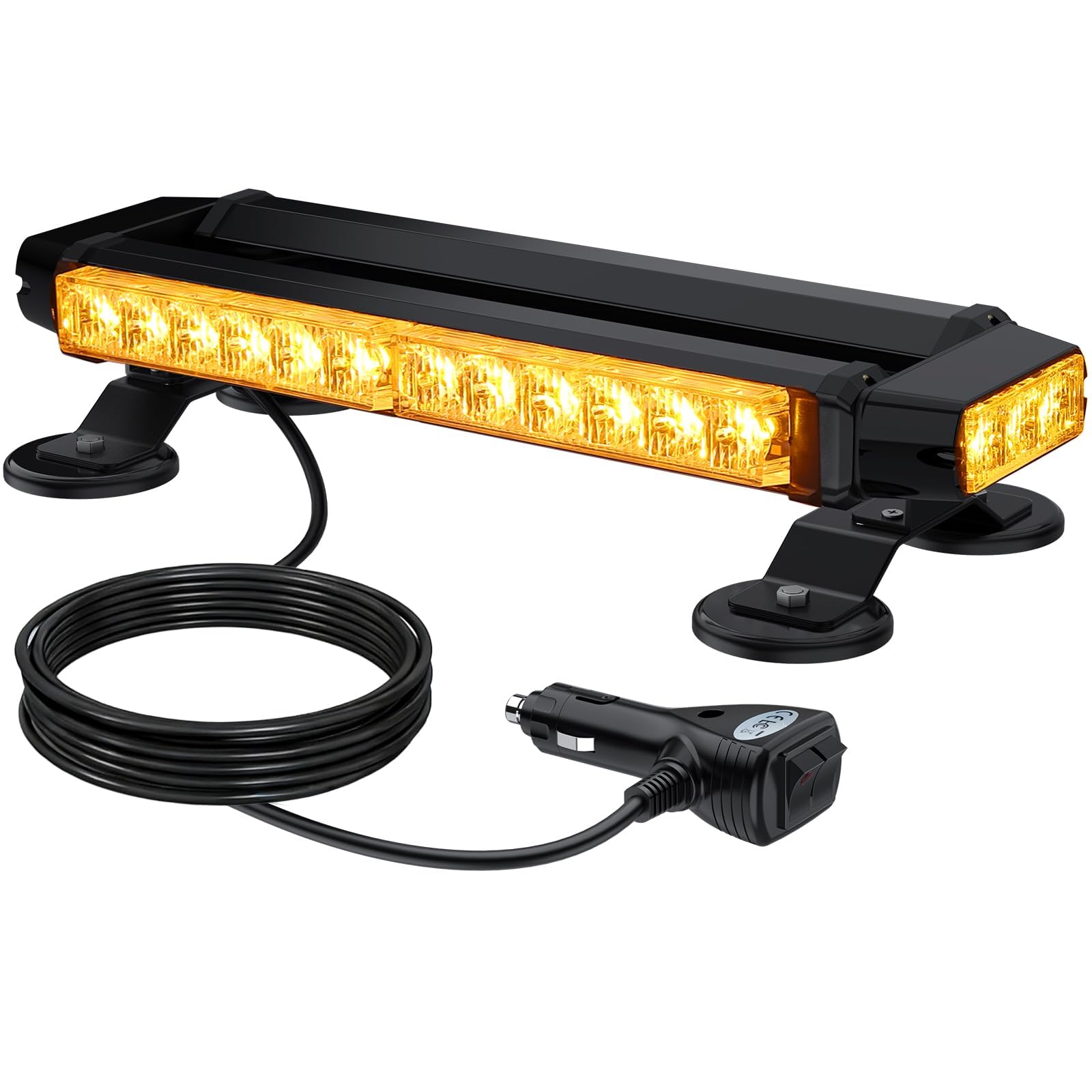 30LED migające światła awaryjne z czarnym metalowym uchwytem, magnetyczny pasek LED z kablem 5 m, 12/24 V, IP65 i 7 trybami pamięci, uniwersalny do ciężarówek, traktorów przyczep kempingowych
